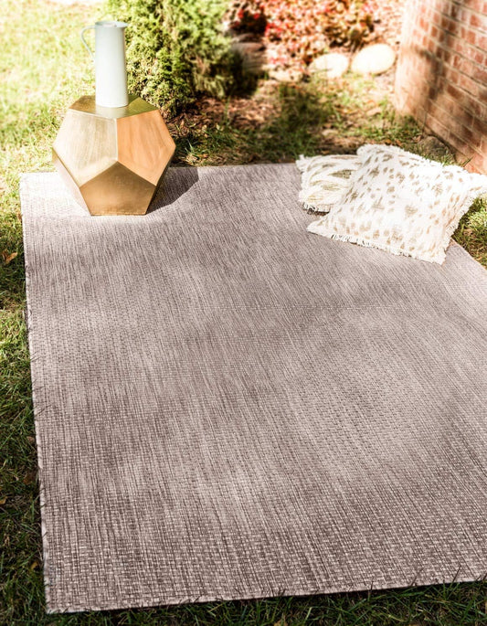 Unique Loom Collection Casual Transitional Solid Heathered Indoor/Outdoor Flatweave Area Rug (7' 1" x 10' Rectangle, Beige/Ivory)