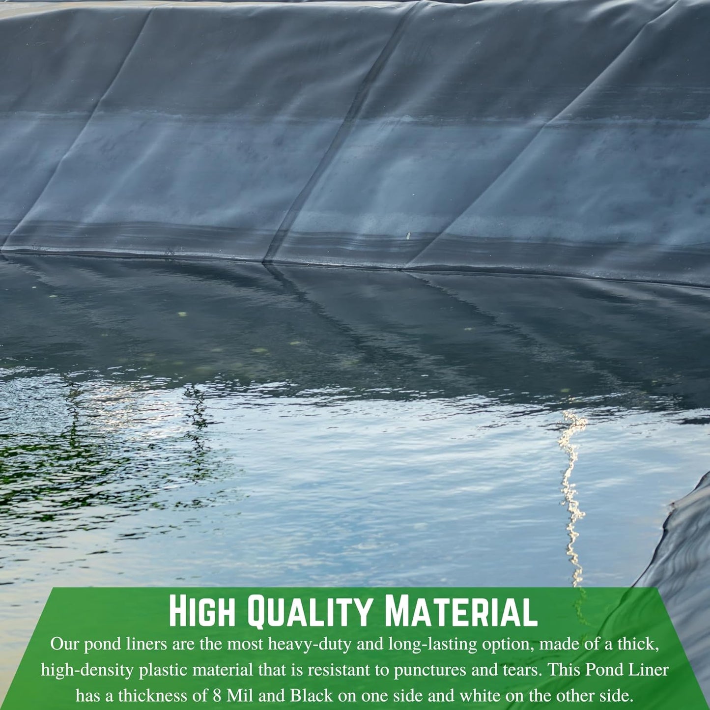 Farm Plastic Supply - 8 Mil Black/White Pond Liner - 8 Mil Fish Pond Liner, Pond Liners for Outdoor Ponds, Koi Ponds, Garden Fountain, Waterfall, Containment Liner (40' x 10')