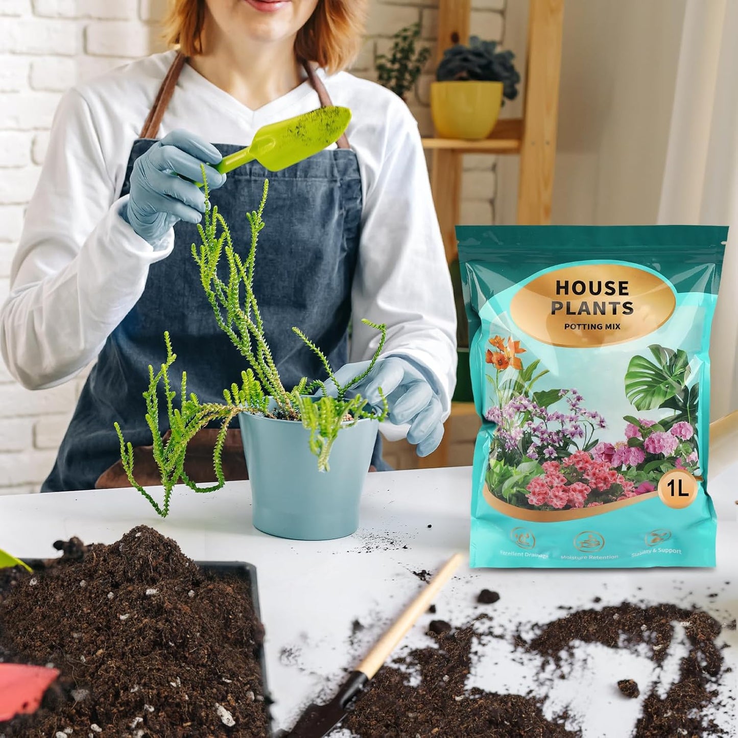 Potting Soil Mix 2qt for Indoor Plants, Organic Houseplant Soil Well Draining Dirt Ready to Use, Fit for House Plant Like Pothos, Philodendron, Monstera, African Violet