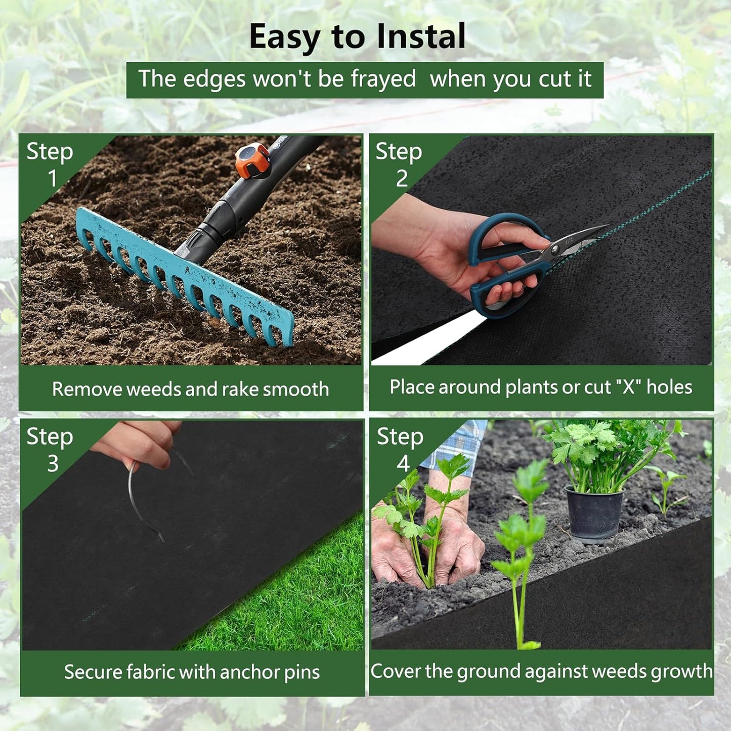 Woven Landscape Fabric 5.8oz, 4 x 300FT Weed Fabric Barrier, Double Layer, Garden Fabric Weed Barrier, Weed Control Fabric Ground Cover, Gardening Mat for Garden Beds, Landscaping