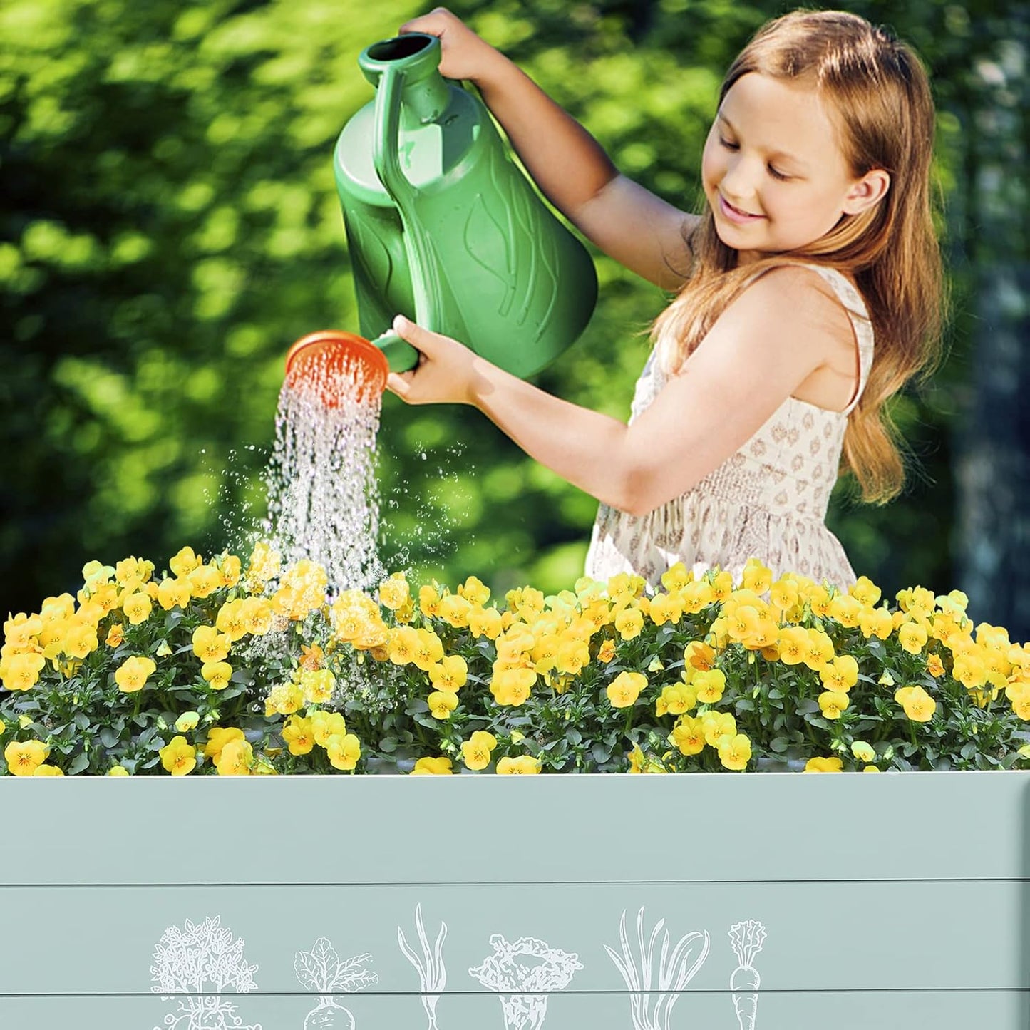 WONDER GARDEN Raised Garden Bed-Planters for Outdoor Plants - Wood Planter Boxes Outdoor for Kids with Legs and DIY Chalkboard for Vegetables Flower Herb