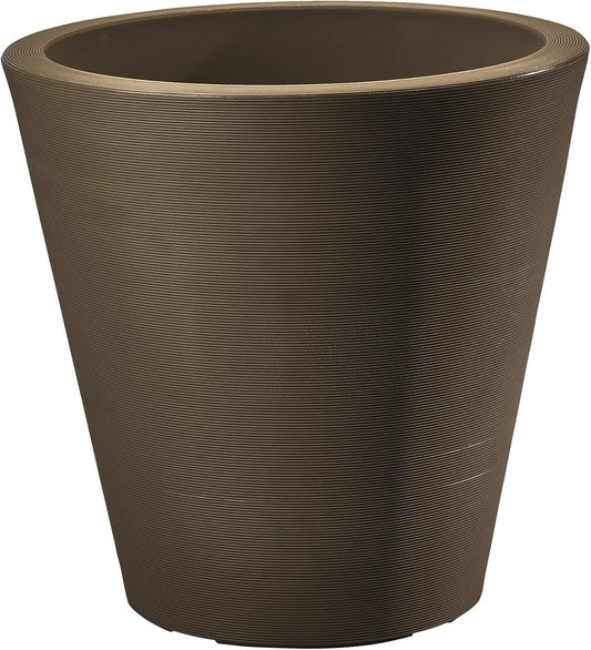 Crescent Garden Madison Planter– Weather-Resistant, Double Walled Indoor/Outdoor Plant Pot with Drain Hole – Large Plastic Plant Pot, 26" W (Mocha)