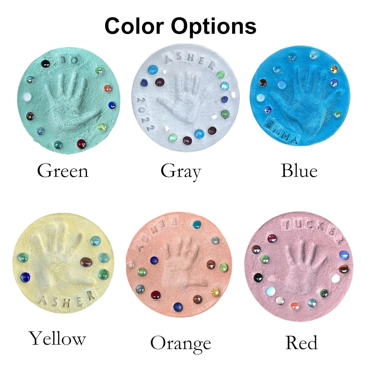 DIY Stepping Stone Kit with Color Pigment, Handprint Stepping Stone, Mother's Day Gift, Footprint Stepping Stone (10 Inch + Stamp Set, Yellow)