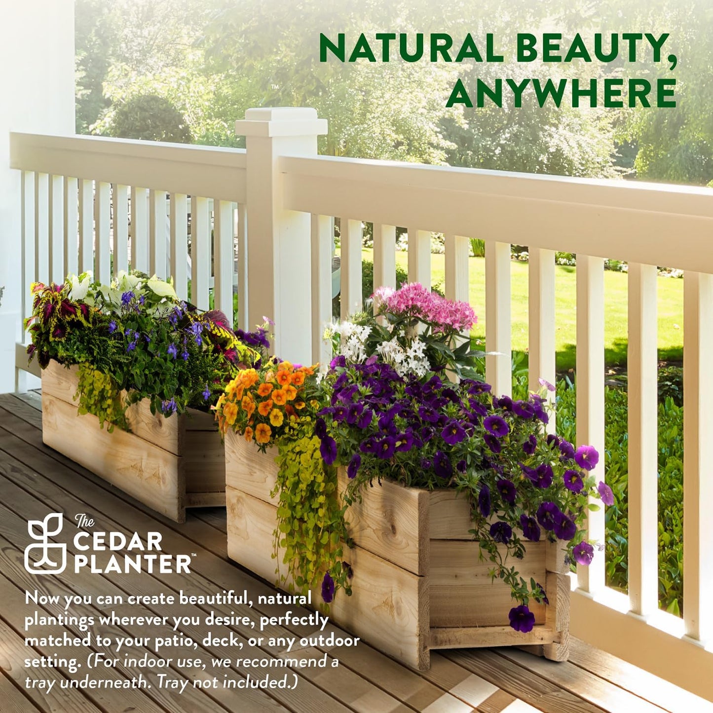 Greenes Fence Cedar Wood Planter Box with Wall Mount Brackets, 21" x 11" x 7" (2-Pack) - Made in USA with North American Cedar