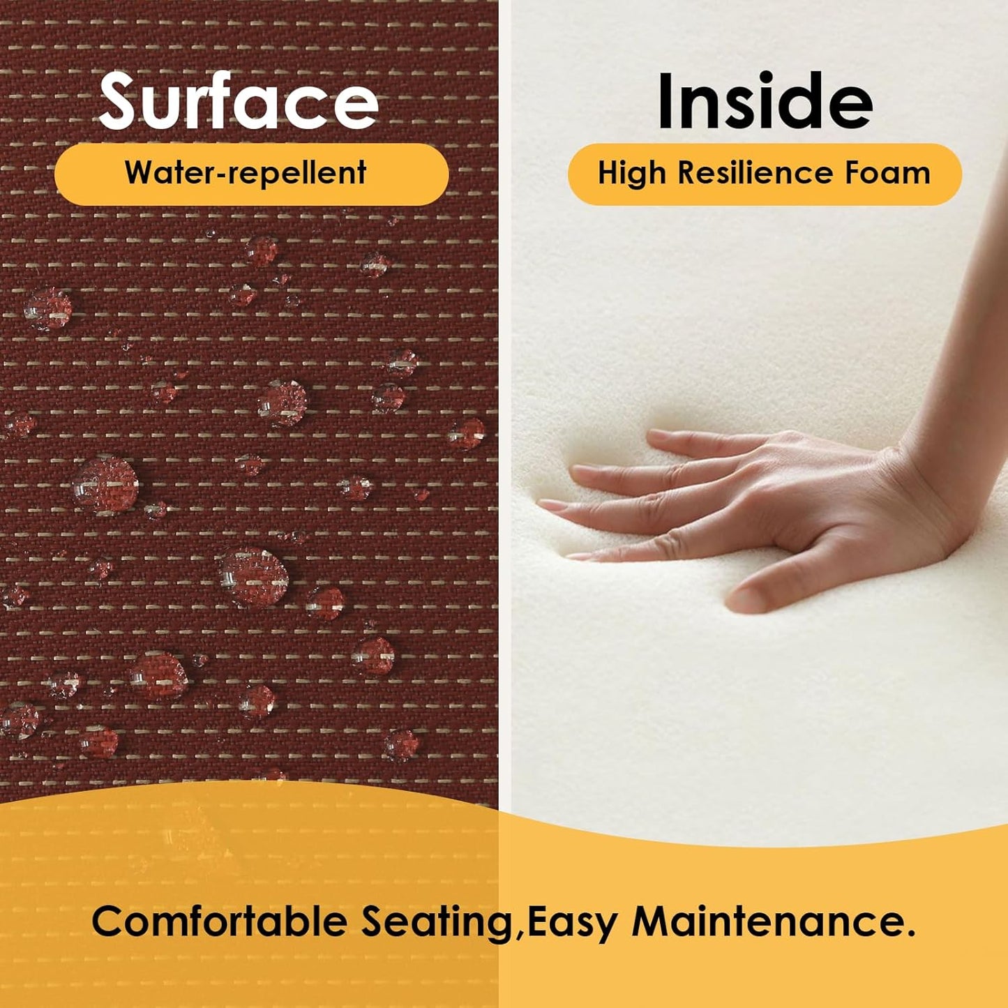 Outdoor Square Corner Seat Cushion, 18.5"x16"x3", Set of 4, Non Slip Seat Cushion Pads with Removable Cover for Patio Furniture, Garden Yard Lawn, Tan Dotted Red Base