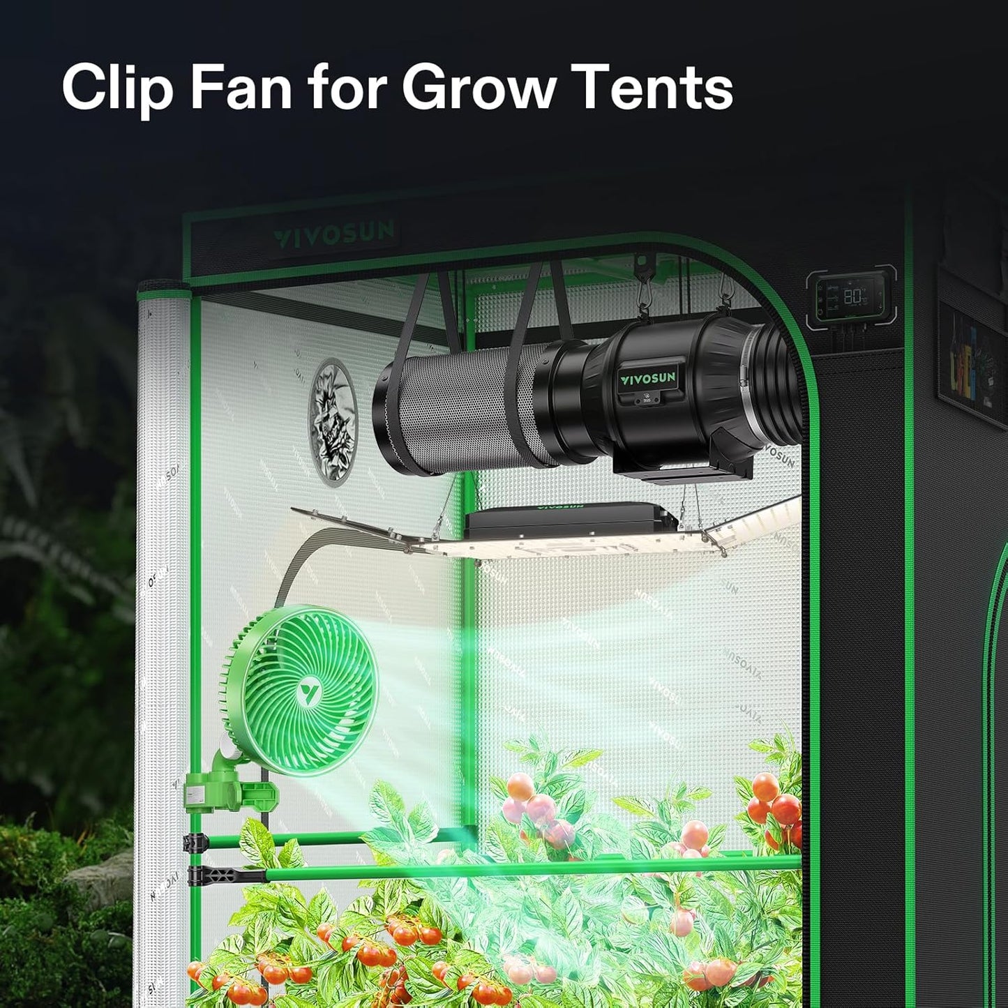 VIVOSUN 2-Pack AeroWave E6 Grow Tent Fan 6”, EC Motor, Smart Wifi Control, US Patented Auto Oscillating Clip fan, Weatherproof IP-54, Strong Airflow but Quiet for Hydroponic Ventilation Circulation