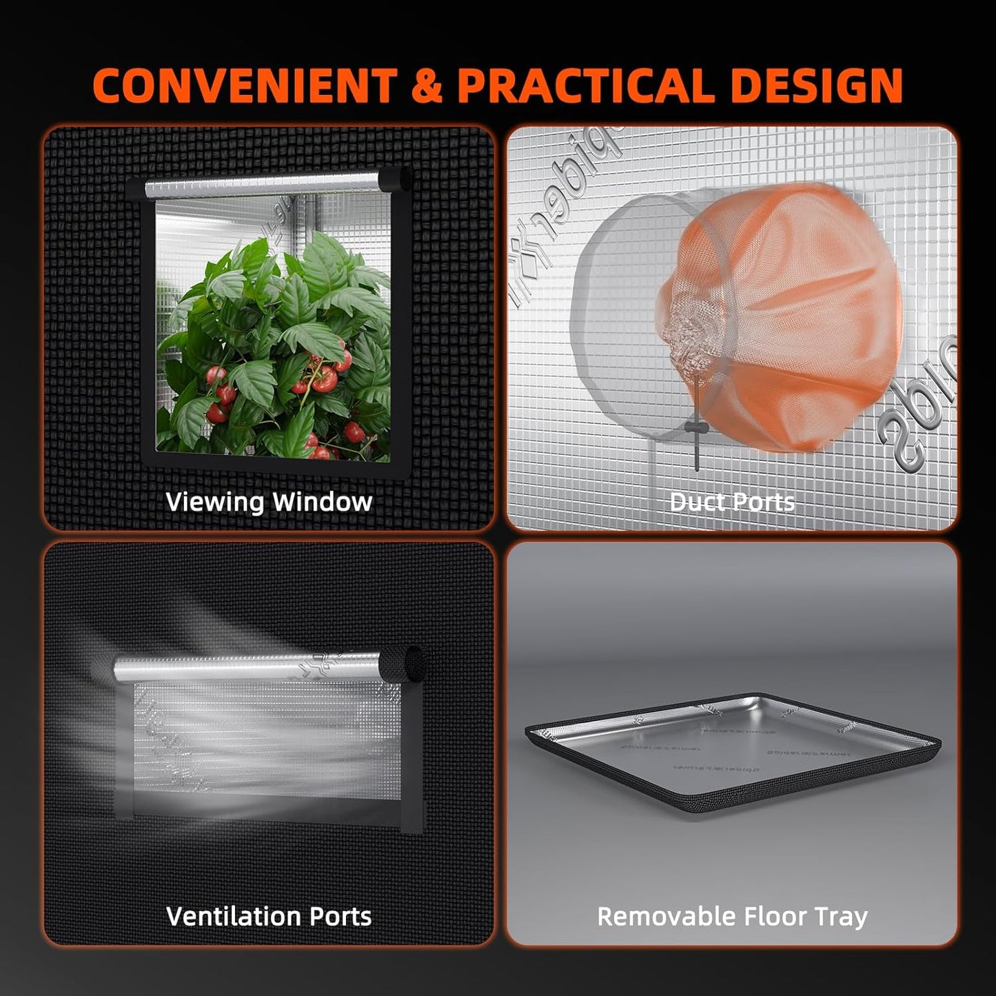 Spider Farmer 2.3x2.3x5.2 Grow Tent Pro-Grade, 28"x28"x63", with Observation Window Floor Tray, 1680D Thicken Mylar Canvas, 2x2 for Indoor Hydroponic Growing for SF1000, SE1500, G1500