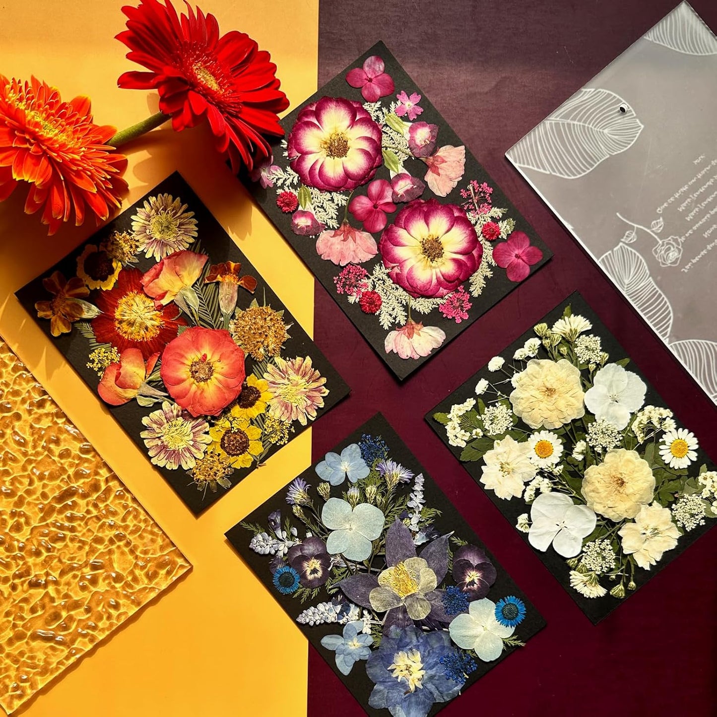 92Pcs Pressed Dried Flowers for Resin, Real Assorted Natural Bulk Dry Floral Leaves for DIY Art Crafts, Epoxy Molds, Jewelry, Soap, Candle Making, Nails Decors