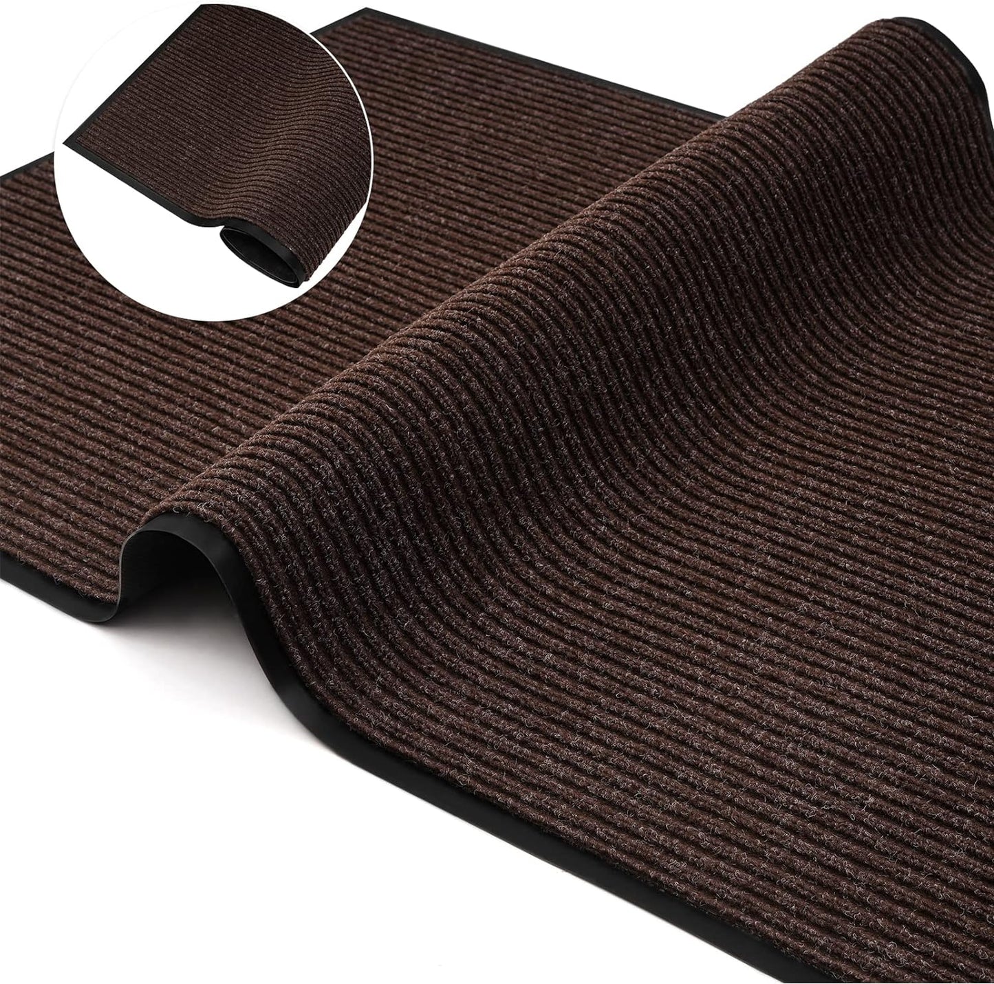 Profile Rubber Door Mat, 47x31inch, Heavy Duty, Entrance Doormat, Indoor and Outdoor, Waterproof, Easy Clean Shoe Scraper, Home Rug Welcome Mats for Entryway, Patio, Porch, Brown