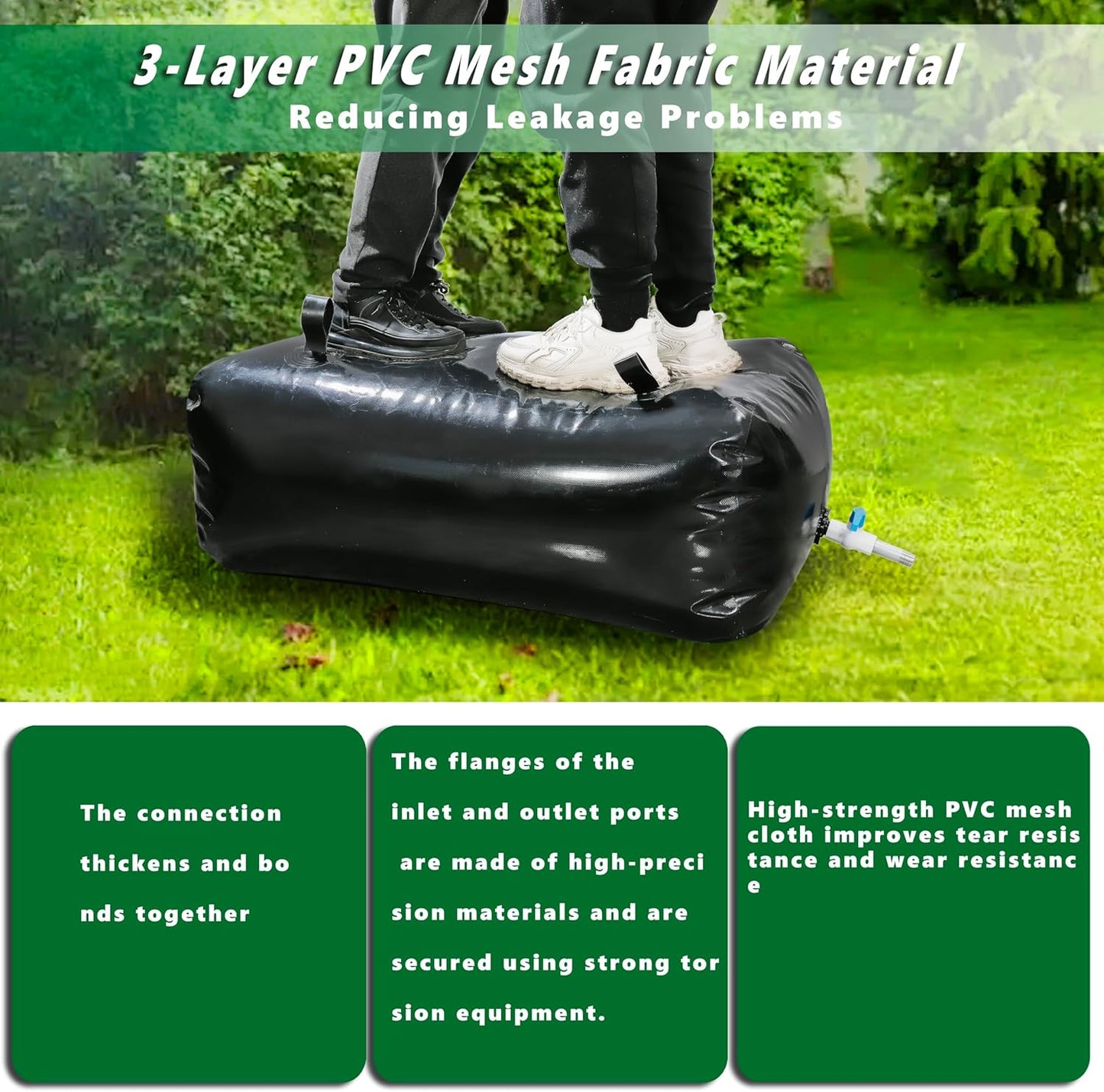 MXQMKL 540 L/142 gal Water Bladder Storage Containers, Foldable Portable Water Tank Large Capacity Soft Water Bag, Drought Resistance, Fire Prevention, Emergency Water
