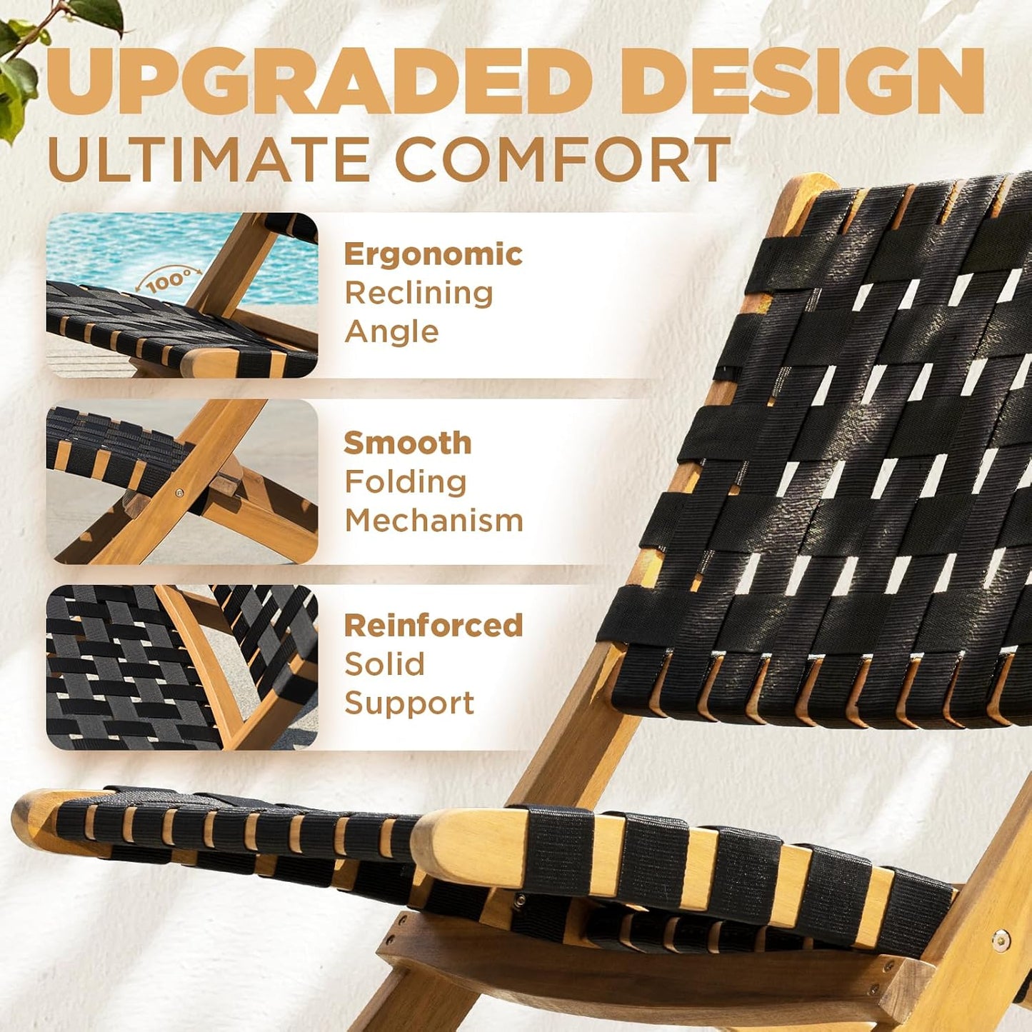 IDZO Foldable Reclining Design Heavy Duty 400lbs Capacity Patio Bistro Set 5 Piece with Ottomans Outdoor