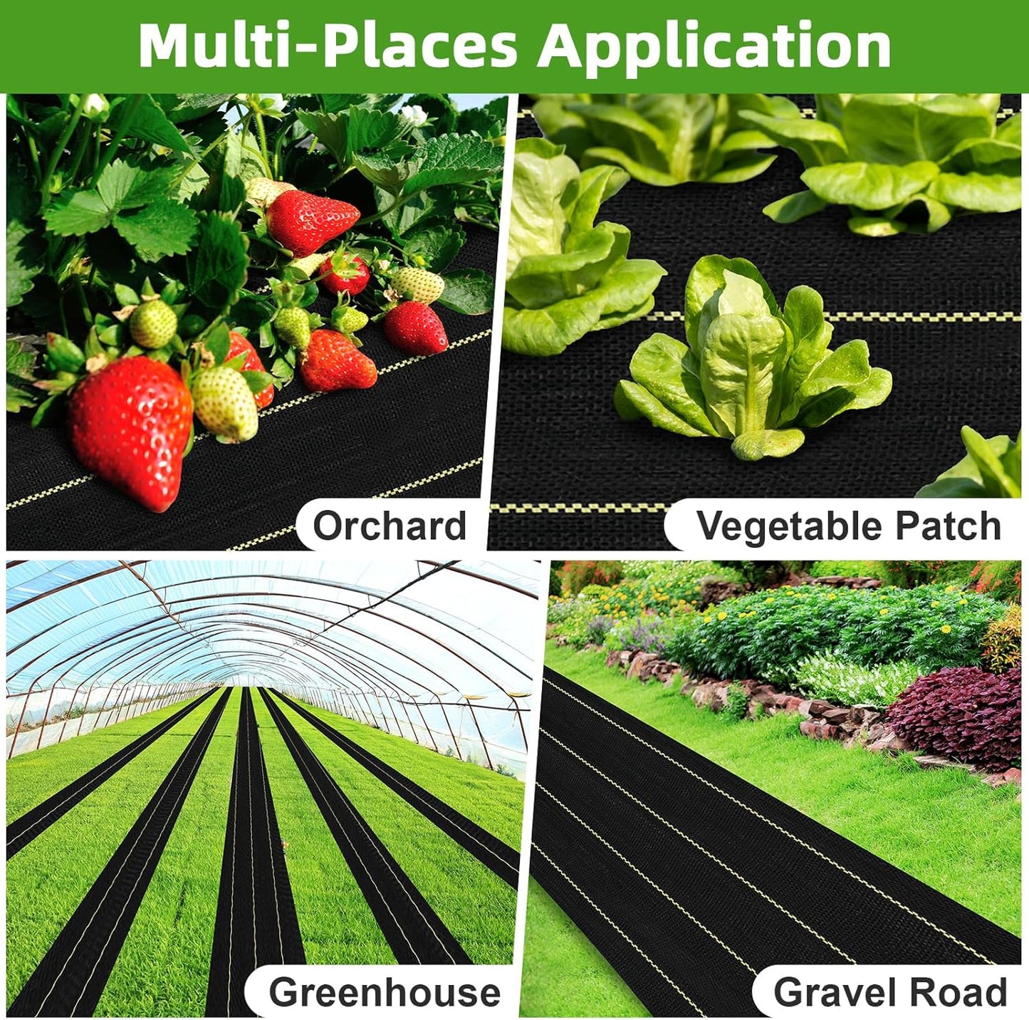 Shade&Beyond 6ftx100ft Weed Barrier Fabric 3.5oz Heavy Duty Landscape Fabric with Superior Permeability Weed Control, Garden Woven Ground Cloth with Staples