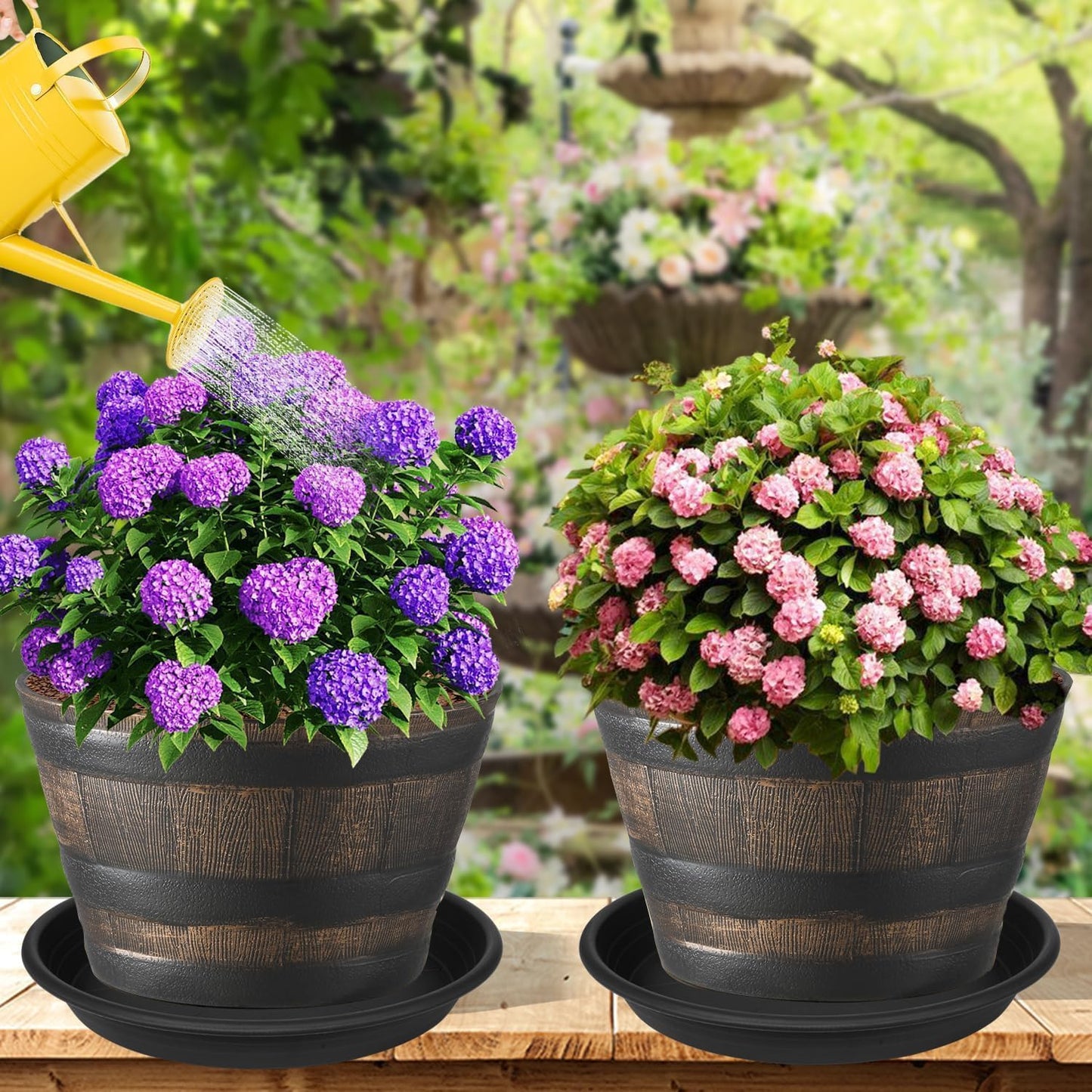3 Pack of 18 19 inch Plant Saucer, 2.4" Depth Large Plant Tray, Heavy Sturdy Plant Drainage Tray for Indoors, Sturdy Plastic Plant Plate Water Catcher for Planter 15-19"(19", Black)