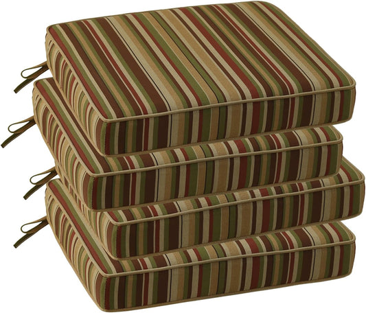 Outdoor Square Corner Seat Cushion, 18.5"x16"x3", Set of 4, Non Slip Seat Cushion Pads with Removable Cover for Patio Furniture, Garden Yard Lawn, Colorful Stripe