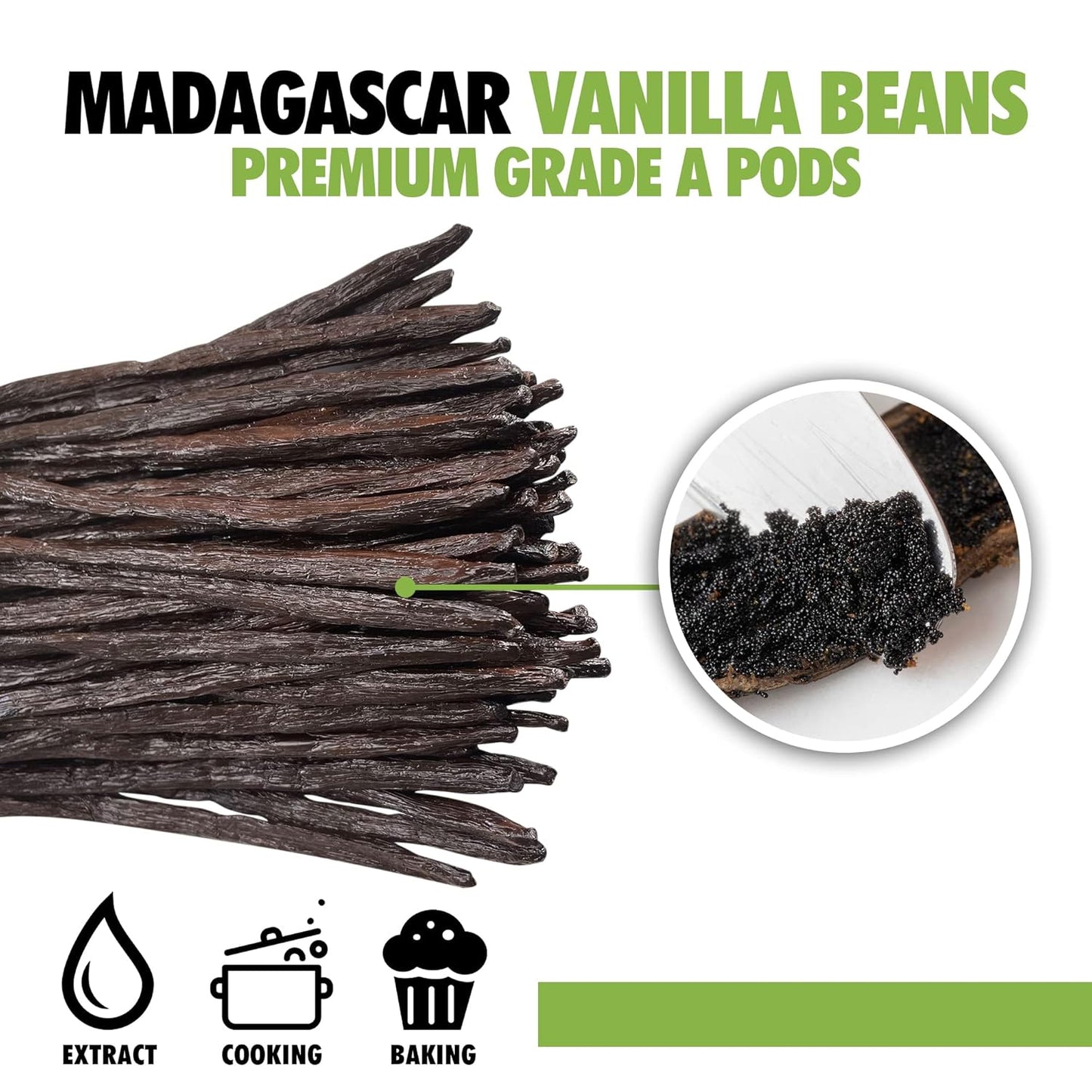 25 Organic Madagascar Vanilla Beans Grade A for Extract, Cooking and Baking by FITNCLEAN VANILLA| Certified USDA Organic. Bourbon Fresh Gourmet NON-GMO Whole Pods