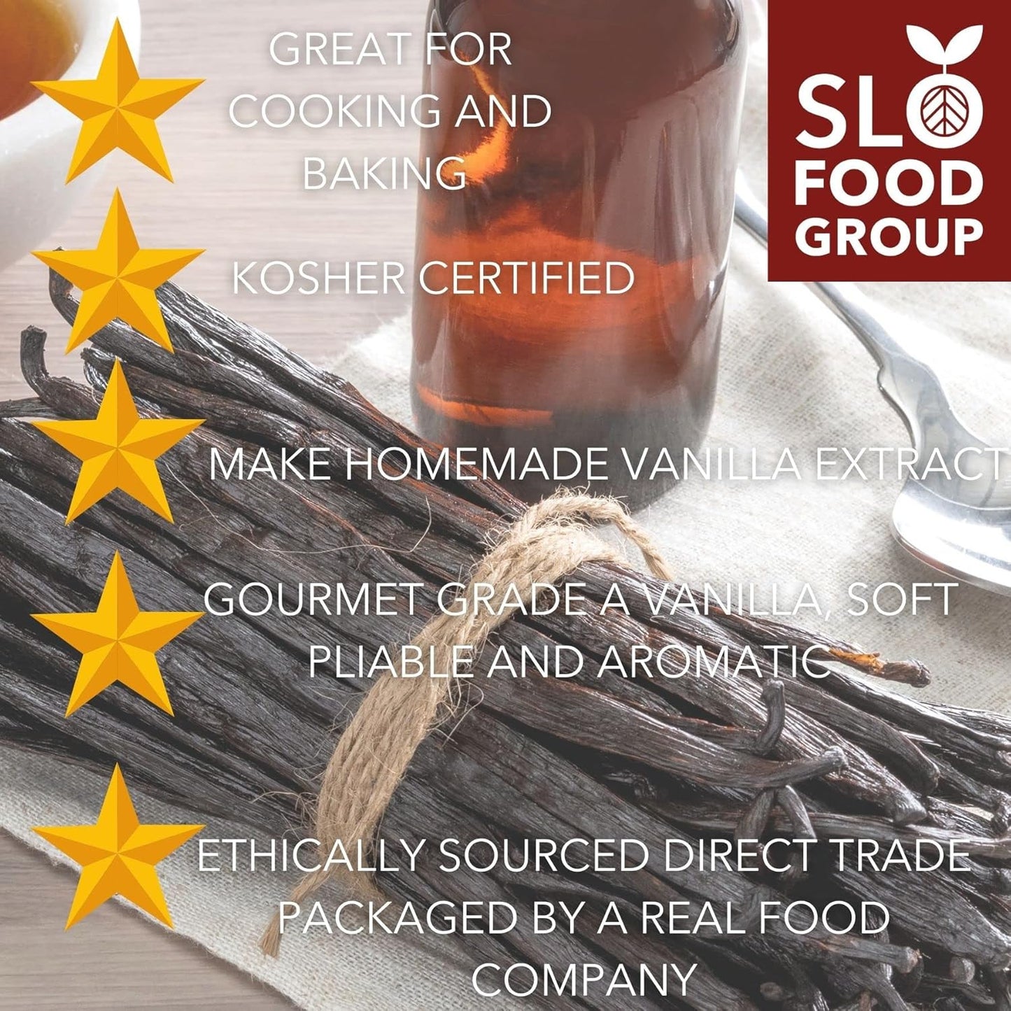 Slofoodgroup Gourmet Vanilla Beans, 25 Grade A Ugandan Vanilla Beans For Cooking, Baking and Homemade Extract
