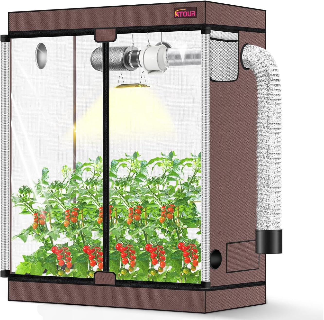 ATOUR 4x2 Grow Tent, 48"x24"x60''High Reflective Mylar 1680D Hydroponic Grow Tents, Waterproof Grow Tent with Double Cleart Observation Door and Floor Tray, for Indoor Plant Growing