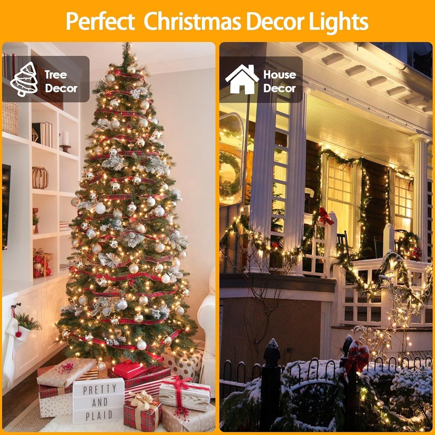 2 Pack 90FT Solar Christmas Lights, Super Bright 160 LED Solar Lights String with 8 Lighting Modes, Outdoor Waterproof Green Wire Solar Twinkle Light for Xmas Garden Decorations (Warm White)