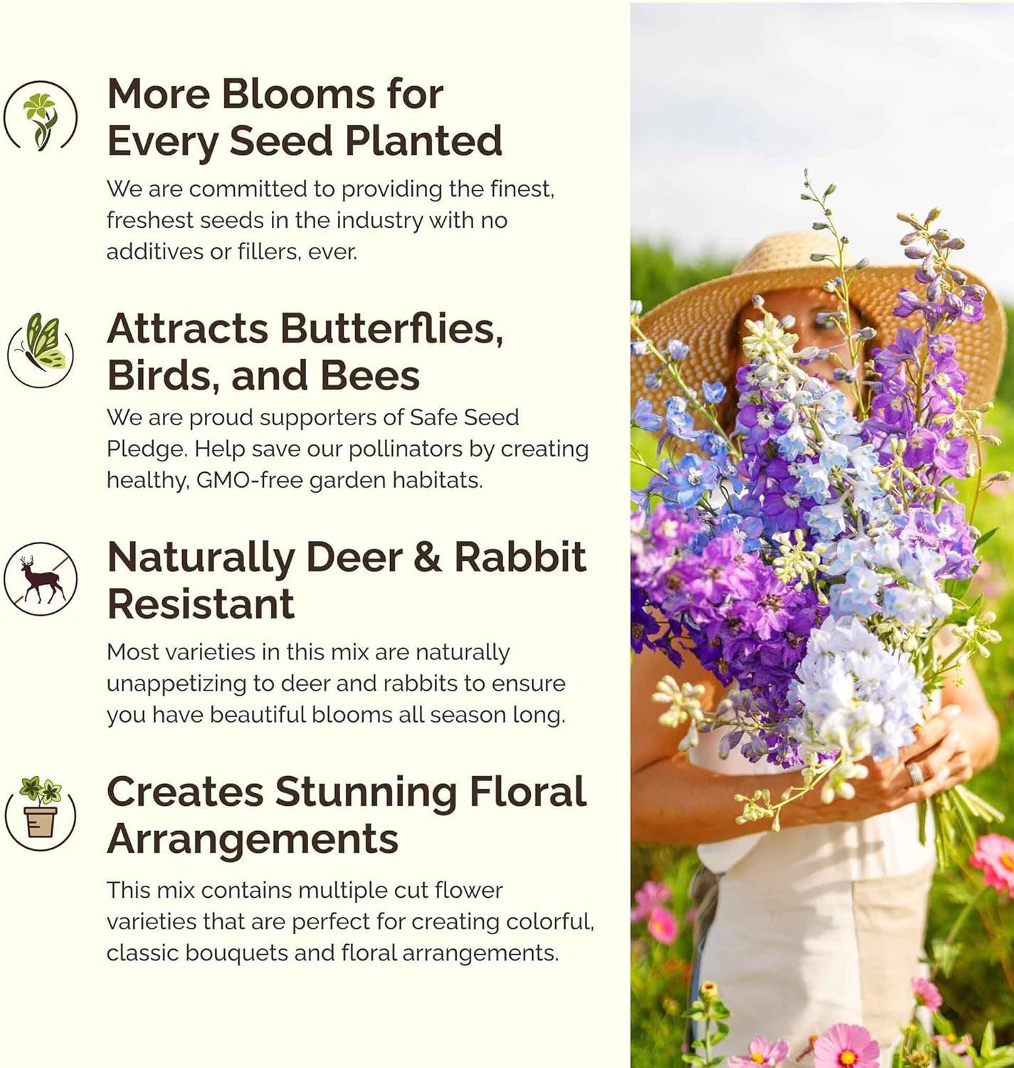 Eden Brothers Power Couple Flower Mixed Seeds for Planting, 1 lb, 480,000+ Seeds with Rocket Larkspur, Bupleurum | Attracts Pollinators, Plant in Spring or Fall, Zones 3, 4, 5, 6, 7, 8, 9, 10
