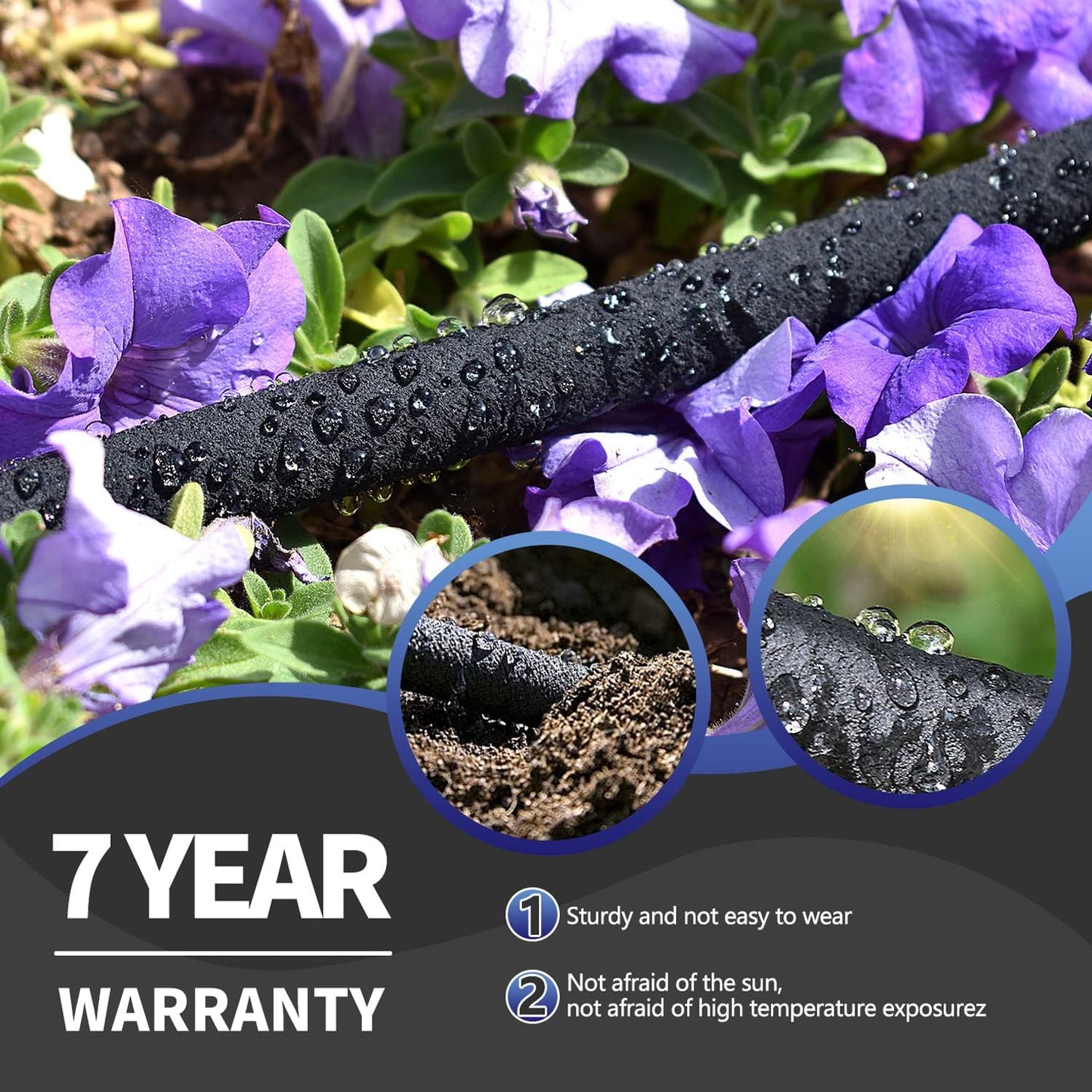 3 Pack Soaker Hose 10 FT for Garden Bed, 1/2’’ Diameter Short Soaker Hoses for Irrigation To Save 70% Water, Short Drip Soaking Hose for Vegetable Beds (3 Pack 10 FT)