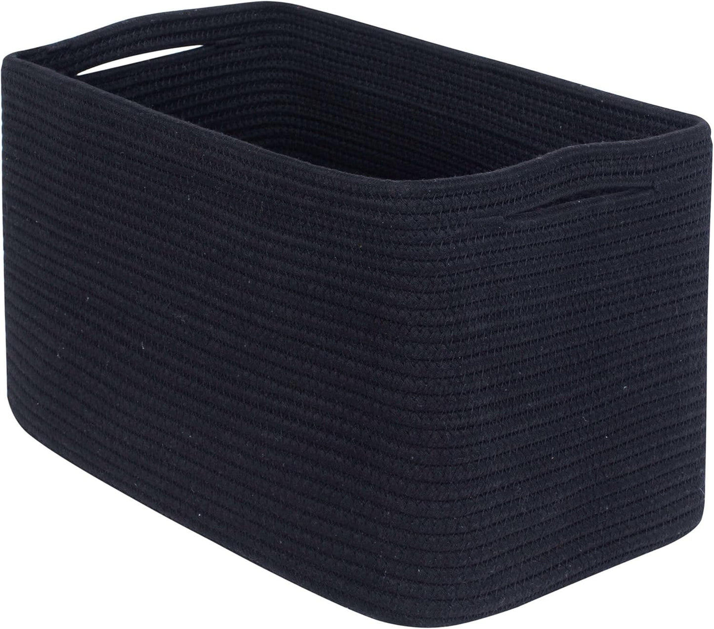 MINTWOOD Design Storage Basket for Shelves, Decorative Baskets for Organizing, Book Basket, Storage Cube Bin Box, Woven Closet Organizer, Pantry Closet and Shoe Basket, Full Black