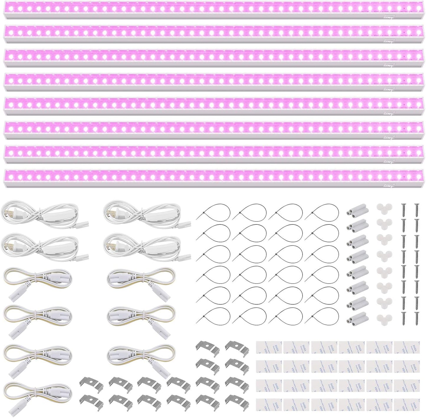 Barrina Grow Lights for Indoor Plants, Full Spectrum, 4ft 160W (8 x 20W), LED Grow Light Strip for Seed Starting, Greenhouse, Plug and Play, 8-Pack