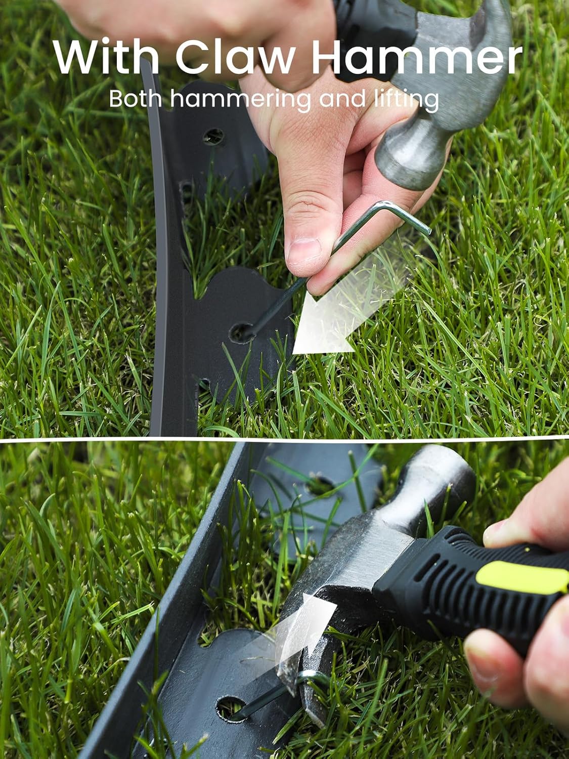 GROWNEER 33FT Landscape Edging Flexible 4 inch Tall Garden Border with 30pcs Galvanized Steel Anchoring Spikes and Hammer Lawn Edging Kit for Flower Bed, Pathway, Landscaping Project, Black