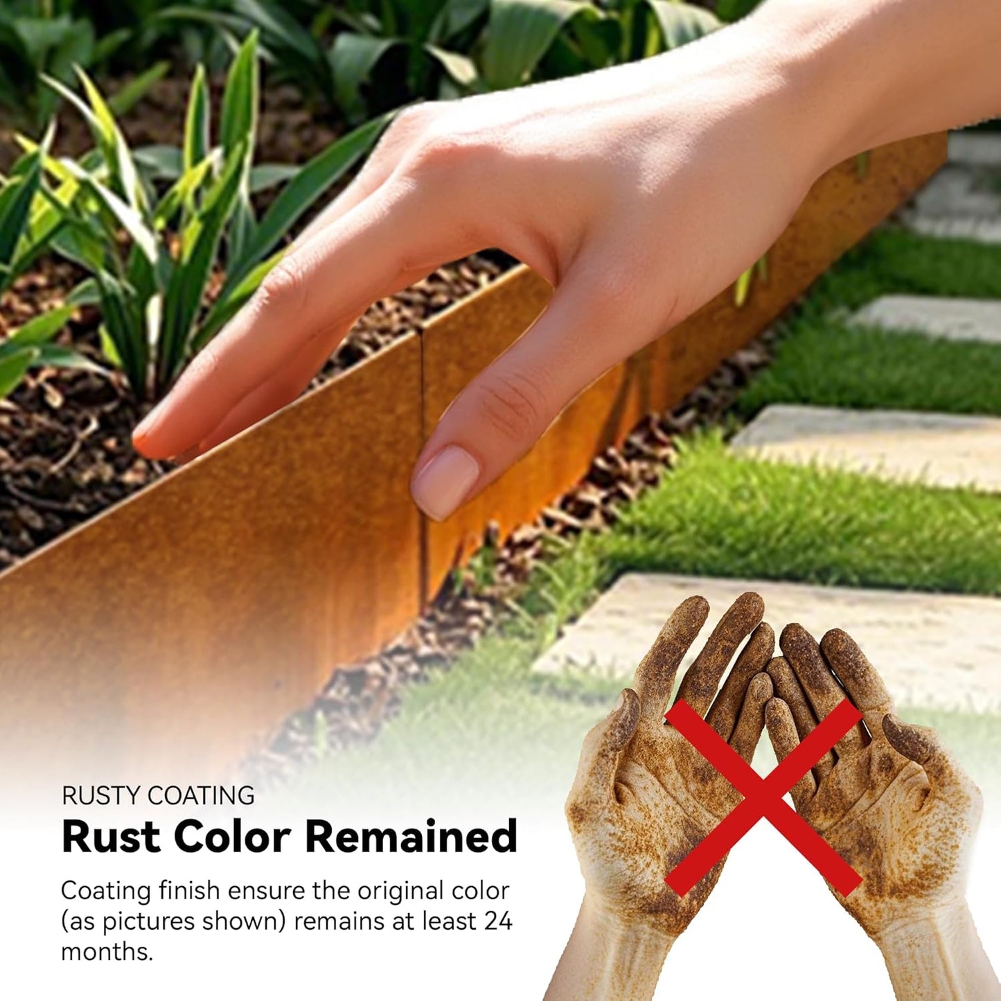 Worth Galvanized Steel Landscape Edging 4.5" x50' Metal Garden Edging Roll Flexible Bender Border with 16Pcs Stakes for Lawn, Flower Bed Edges, Rust-Like Color