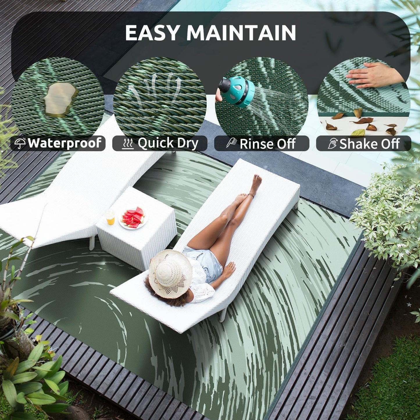 COCOER Modern Outdoor Rug 9x12 Reversible-Waterproof Outdoor Patio Rug-Quick Dry Outdoor Area Rugs Indoor Outdoor Rugs-Outside Rug Patio Decor for Porch Deck Balcony Backyard