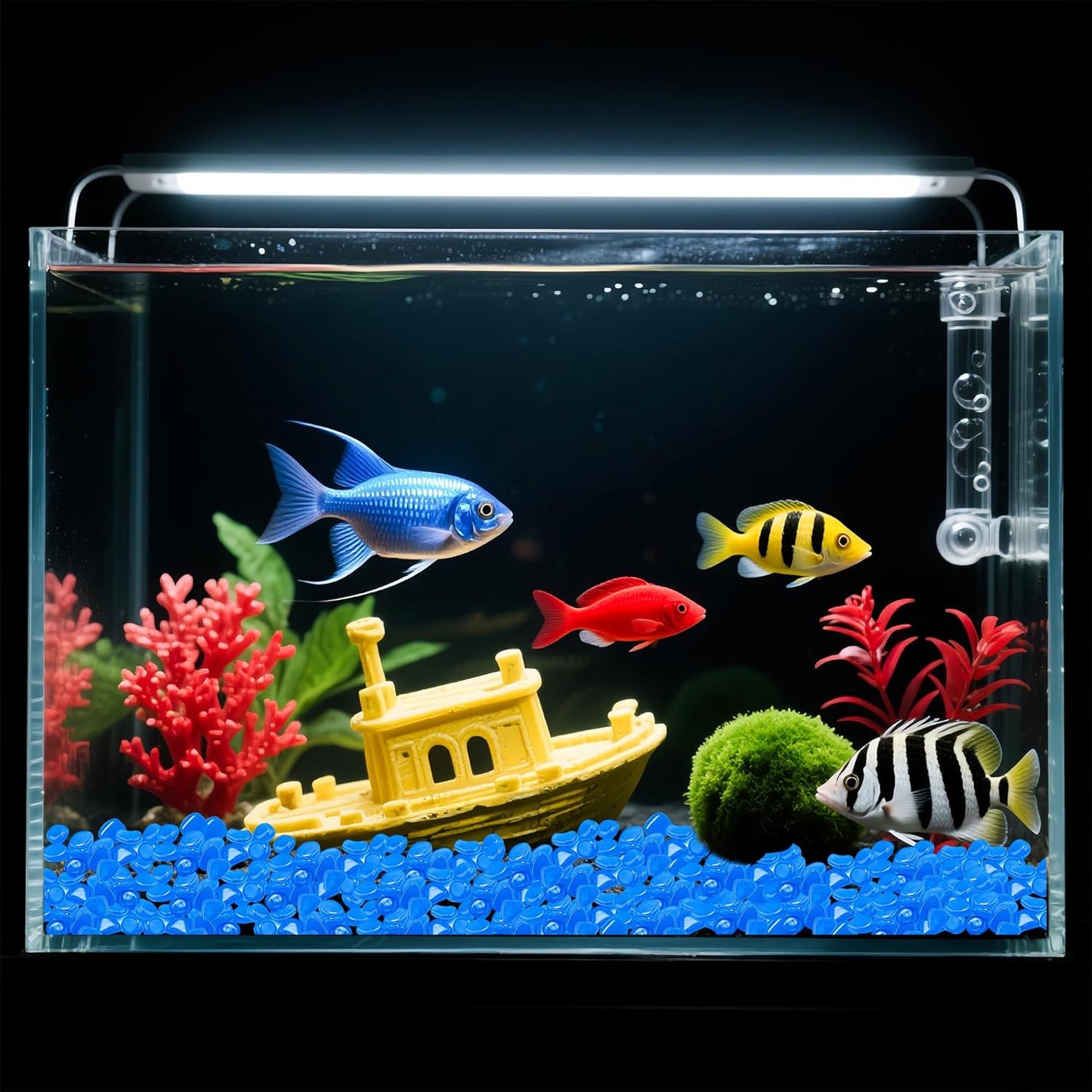 Glow in The Dark Rocks Outdoor Garden Pebbles Stones, 1.2Lbs Blue Fish Tank Glow Rocks Resin Glowing Pebbles for Garden/Aquarium/Planter/Walkway/Driveway