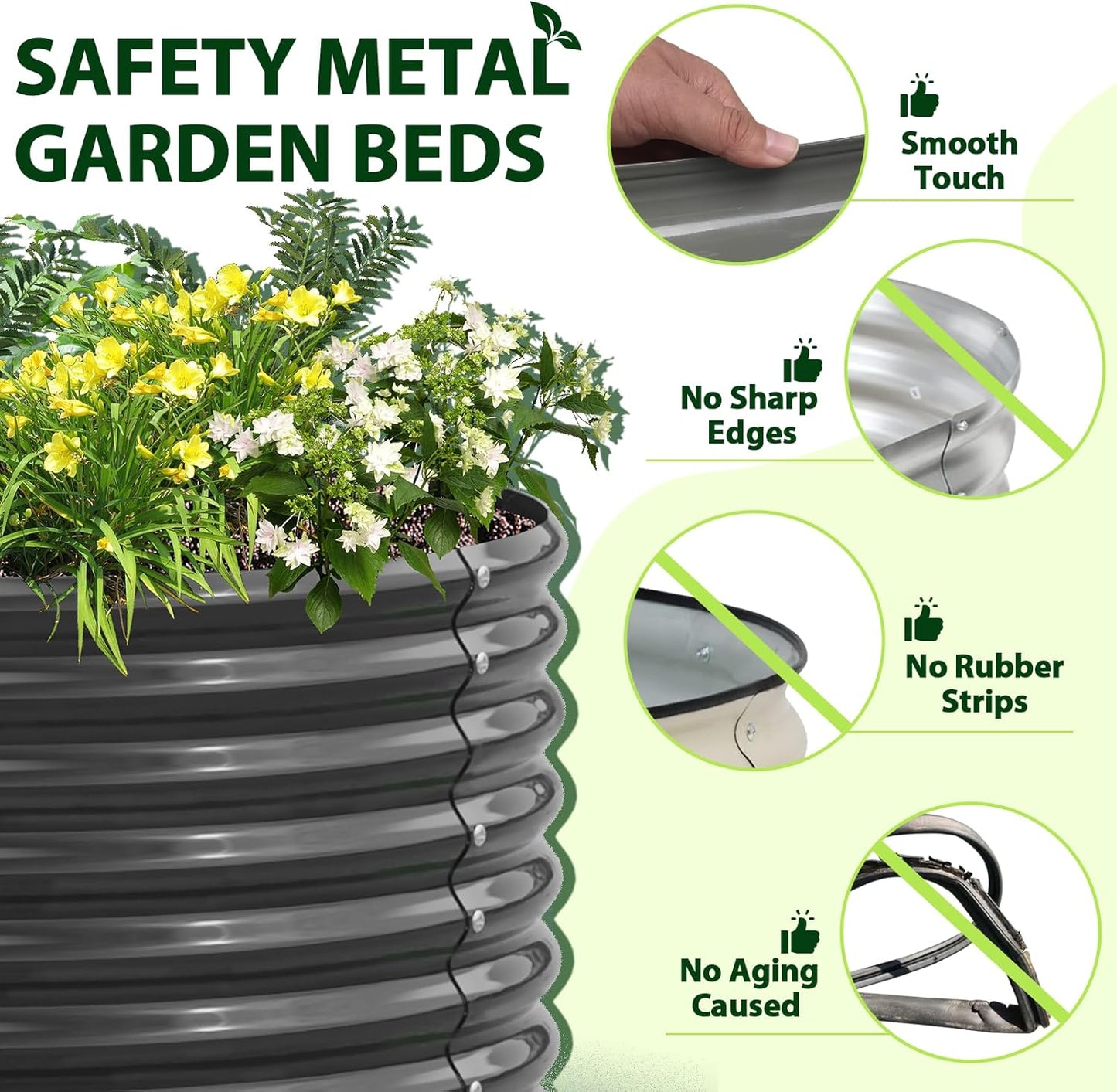 A ANLEOLIFE 6-Pack 6X3X2ft & 3x3x2ft Deep Root Galvanized Raised Garden Beds Outdoor for Planting Vegetables Flowers Herb, Quartz Grey
