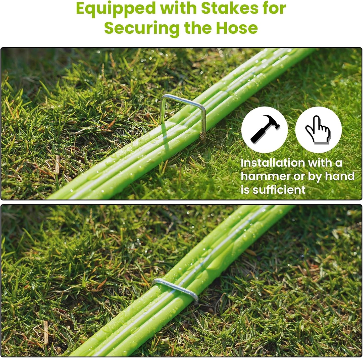 Sprinkler Soaker Hose 75FT, Watering Soaker Hose with Holes, High-Efficiency Sprinklers System for Garden and Lawn with Staples