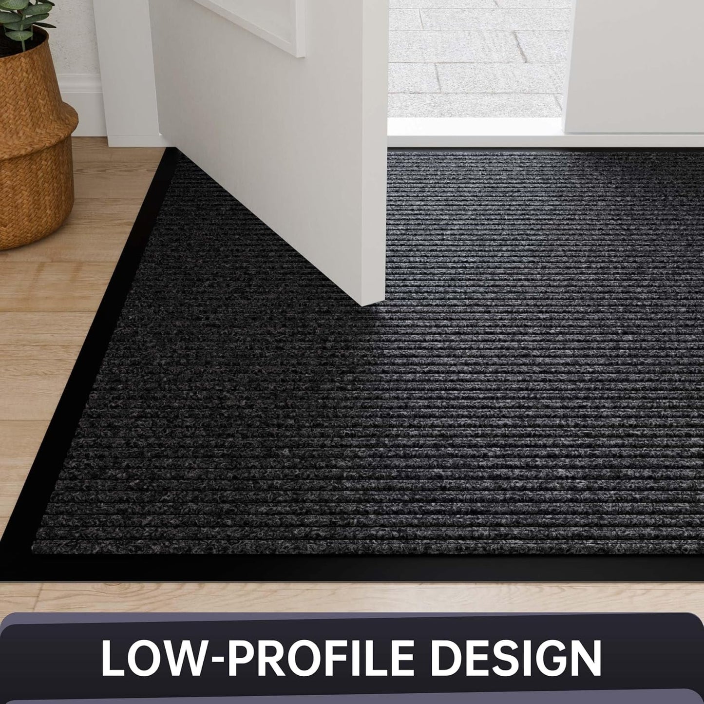 Front Door Mat, Heavy Duty Indoor Outdoor Entrance Door Mat, 72" x 36" Commercial Door Mats for Entryway, Durable Non-Slip Rubber Backing, Low-Profile Welcome Mats for Entry, Gray