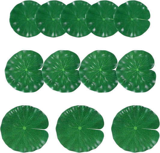 Artificial Lily Pads for Ponds, 12 Pcs Artificial Floating Foam Lotus Leaves Realistic Water Lily Pads Foliage Pond Decor Artificials Foliage Pond Decor for Pool Patio Aquarium Outdoor Ponds, 3 Size