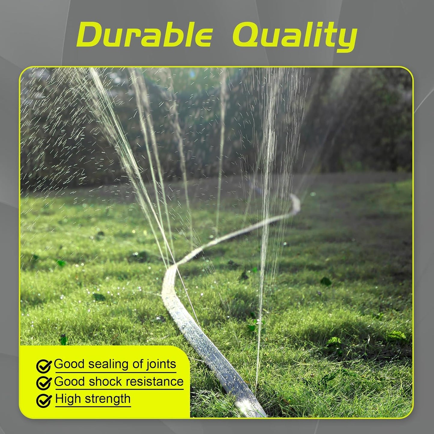 Hopegiver Sprinkler Soaker Hose 10ft 4-Pack Yard Sprinkler Hose for Lawn Water Saving with Stakes, Drip Irrigation Hoses Garden Watering System(Grey,10ft 4-Pack)