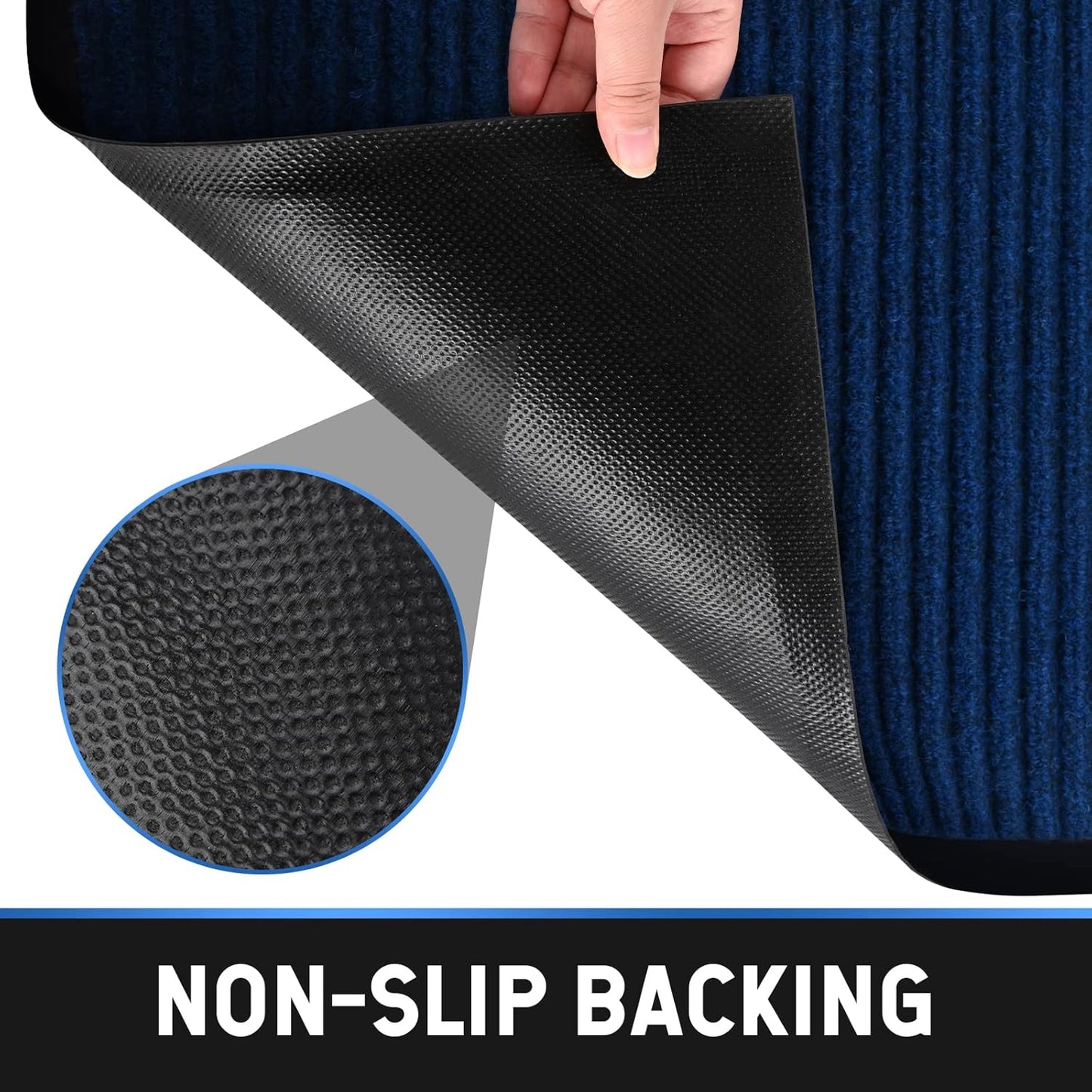 Profile Rubber Door Mat, 72x48inch, Heavy Duty, Entrance Doormat, Indoor and Outdoor, Waterproof, Easy Clean Shoe Scraper, Home Rug Welcome Mats for Entryway, Patio, Porch(Blue)
