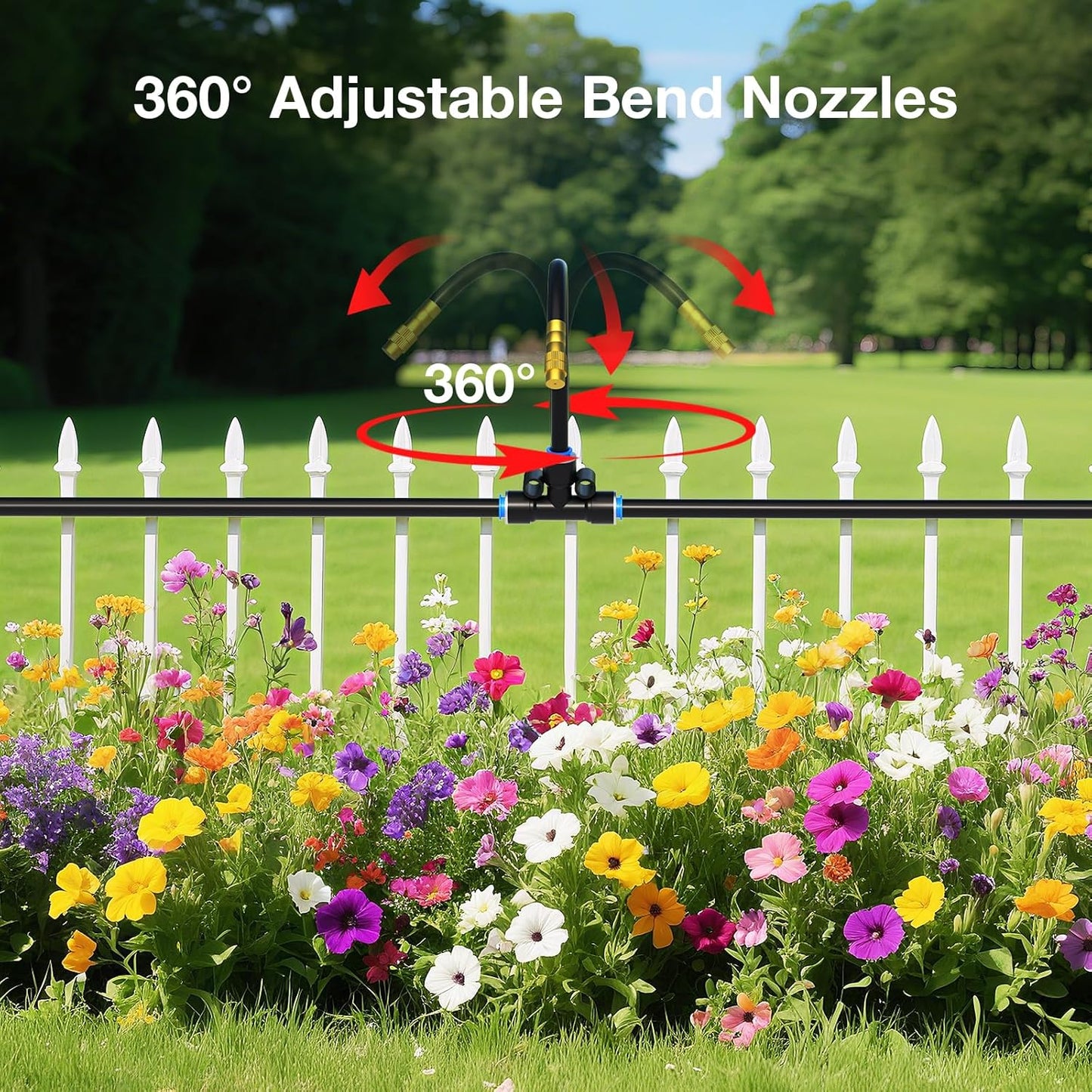 Mixc 2025-Upgrade Drip Irrigation System, No 1/4 Pipe, only 12pcs Adjustable Copper Nobbles and Quick Connectors