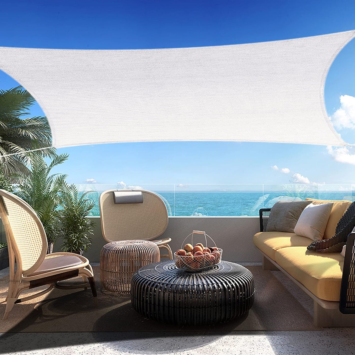6' x 20' White Rectangle Sun Shade Sail SSP1212 Canopy Durable Fabric UV Block Awning,We Make Custom Orders