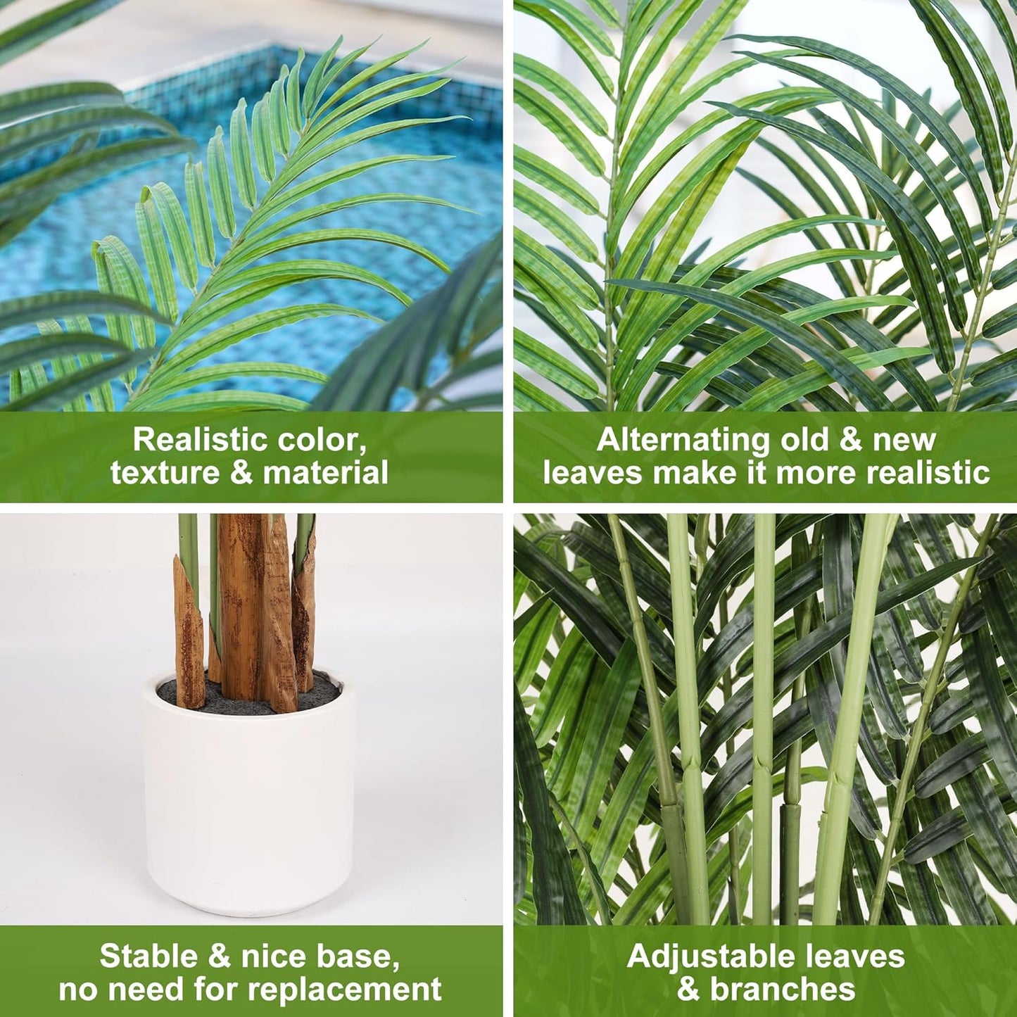 Artificial Palm Tree 7.2Ft Tall Fake Potted Plant Faux Silk Green Floor Decorative Large Artificial Plants Indoor for Office Home Living Room Outdoor Decor