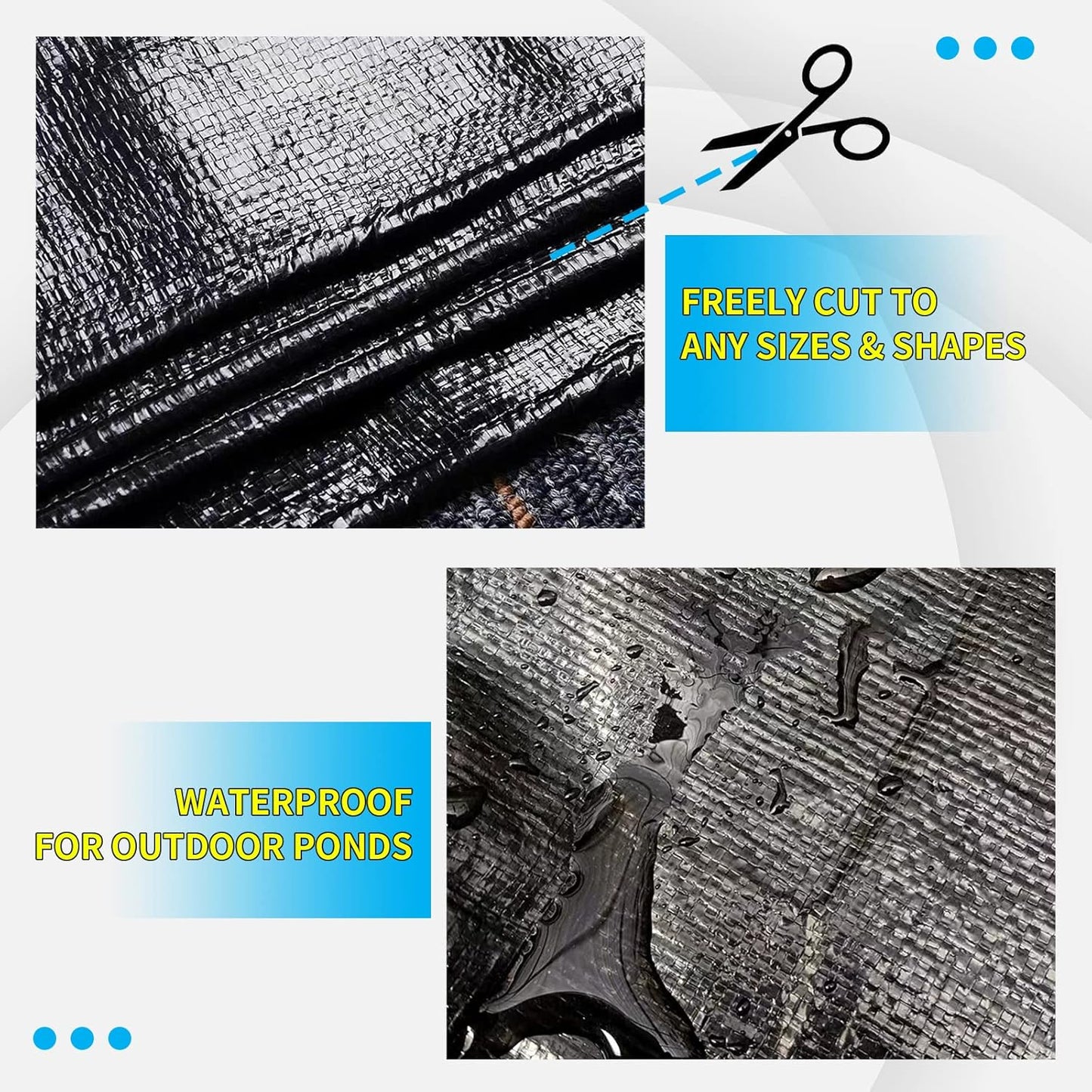 25X25FT Reinforced PE Pond Liner, 28Mil Thickness Pond Liners for Outdoor Ponds, Hemmed Edge with Buttonholes Liners for KOI/Fish, Duck Pond and Waterscape.