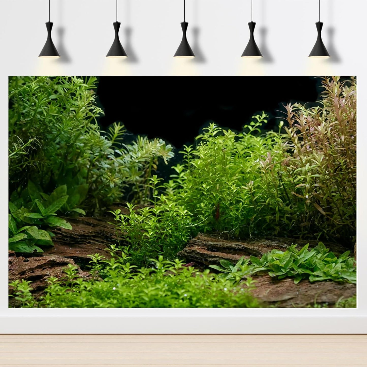 Aquarium Background Underwater Green Grass Leaves Stone Fish Tank Background Vivid Fresh Green Aquatic Plant Stone River Bed Terrarium Backdrop 36x18in