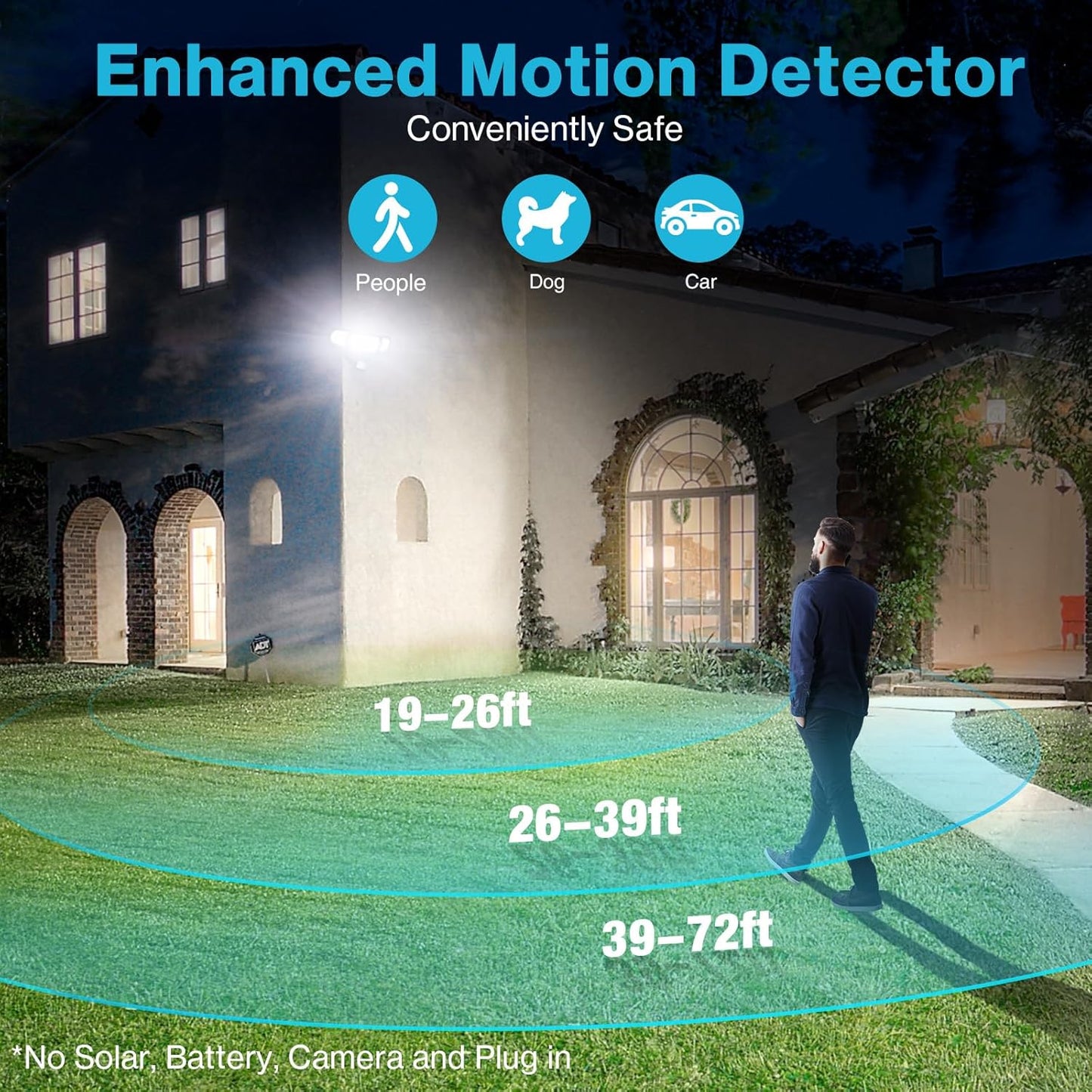 Olafus 100W LED Security Light Motion Sensor Outdoor Light, Motion Flood Light Dusk to Dawn, 9000LM Super Bright 6500K Exterior Motion Detector Floodlight for Garage Yard Porch Eave IP65, Black