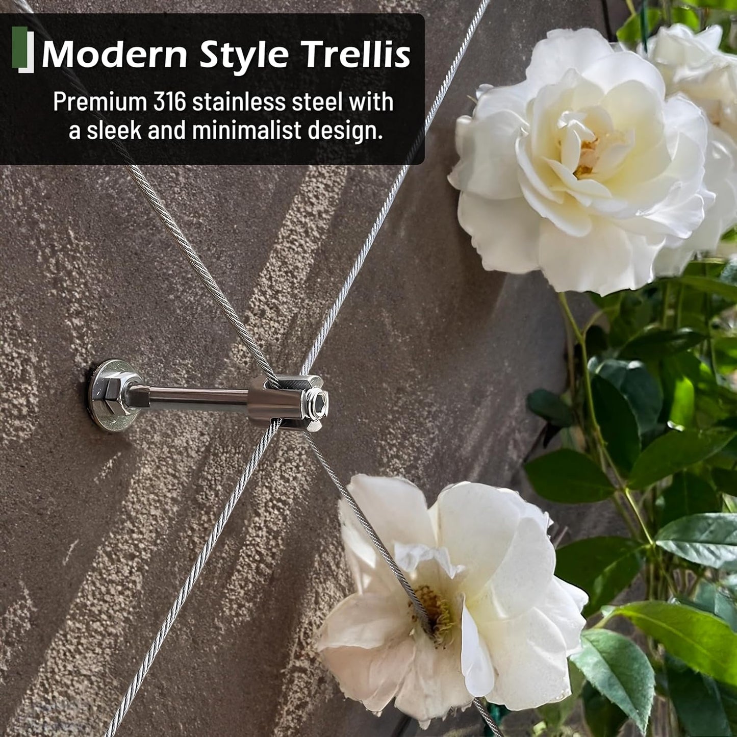 Wire Trellis for Climbing Plants Outdoor, 30-Set Wall Wire Trellis Kit with 5/64"(2mm) x 150ft Stainless Steel Cable & Cutter, T316 Espalier System for Fence and Garden DIY Projects
