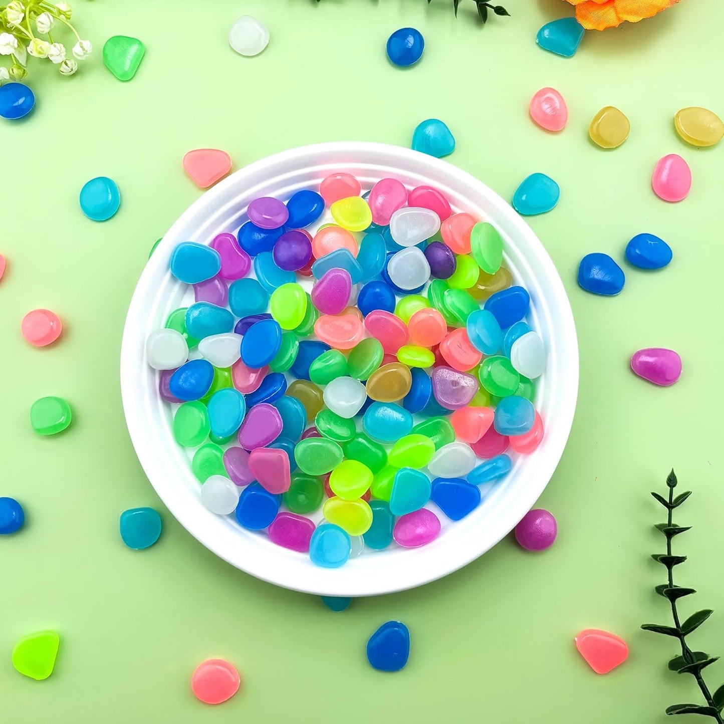 Glow in The Dark Fish Tank Rocks,Glowing Rocks Stones Resin Glow in Dark Pebbles for Outdoor Garden, Fish Tank, Aquarium, Landscaping,Driveway Decoration,Multi 11 oz