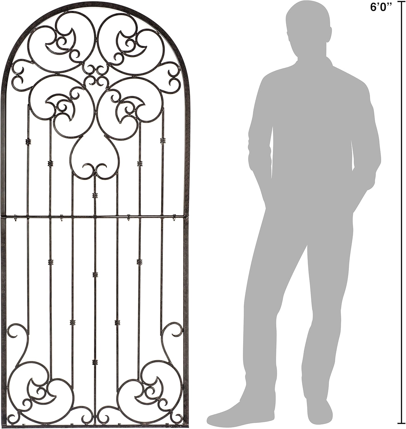 H Potter Wall Trellis Indoor Outdoor Wrought Iron Heavy Scroll Metal Decoration Large with Set of 4 Mounting Brackets