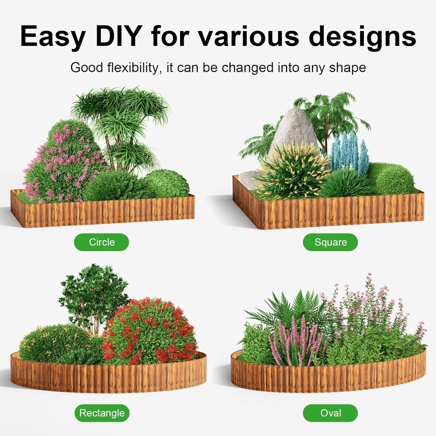 Land Guard Corrugated Garden Edging Border,12" x 25' Landscape Paver Edging, Tall Landscape Edging, Fence for Garden, Flower Bed, Lawn and Landscape Edging (Rusty)