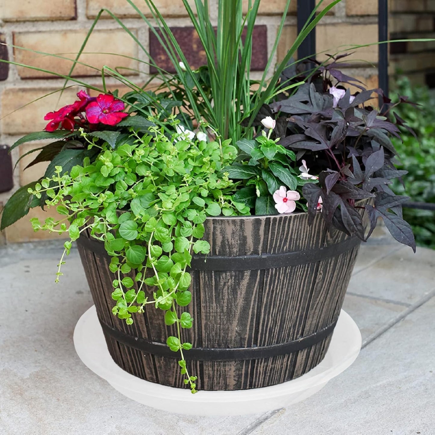 Plant Saucer - 2 Pack 22 Inch Extra Large Durable Plastic Plant Trays Clear, Extra-Deep 3.4" Plant Tray, Bird Bath Bowls for Garden
