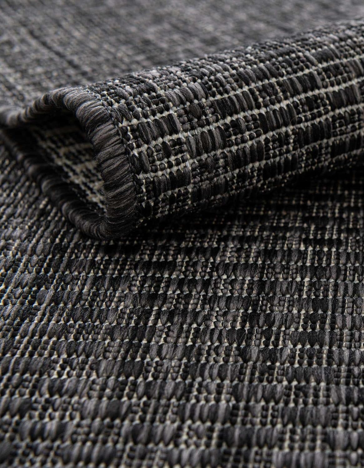 Unique Loom Outdoor Solid Collection Area Rug (10' x 14' Rectangle Black/Ivory)