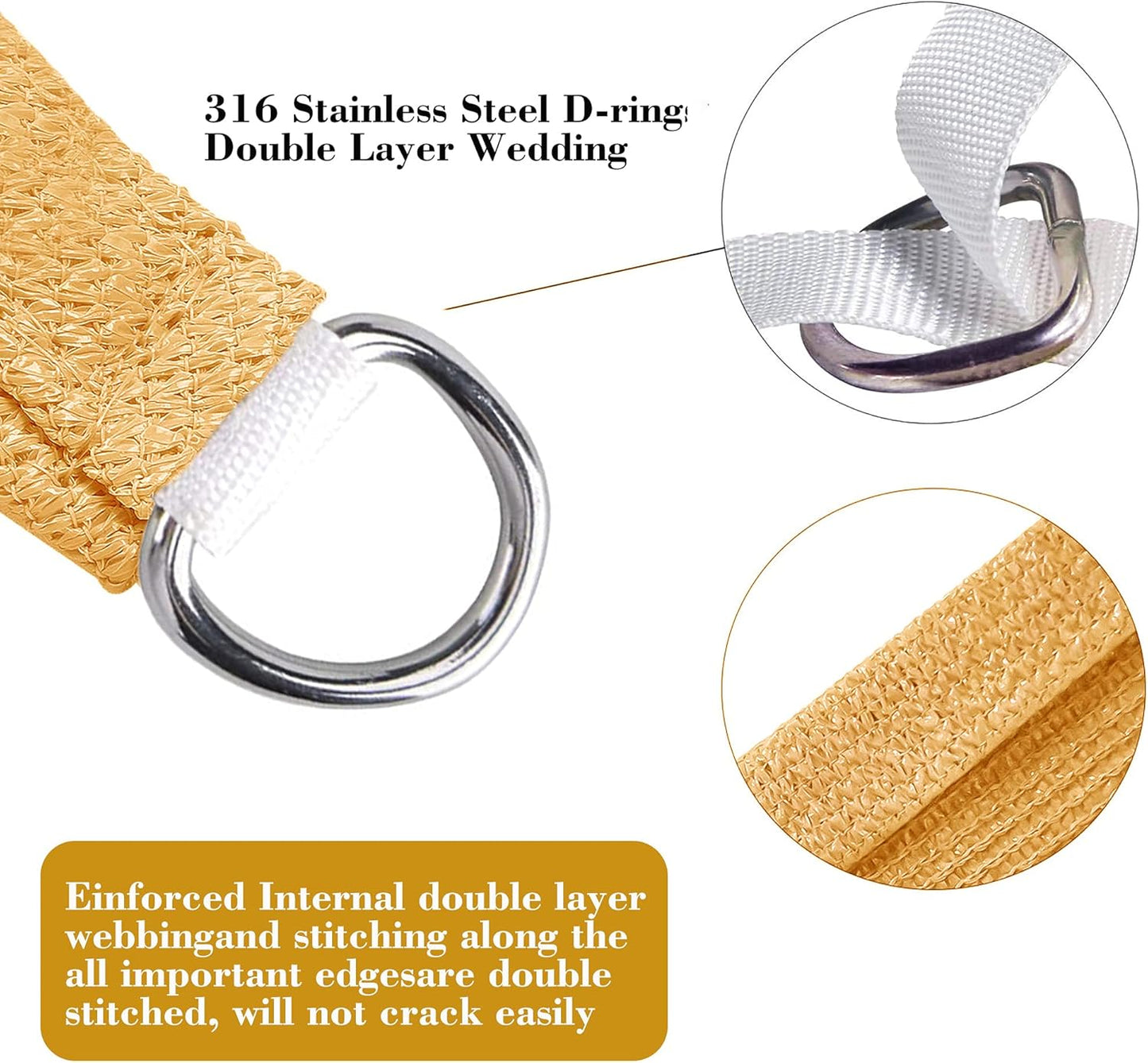 16' x 19' Sand Beige Rectangle Sun Shade Sail SSP1212 Canopy Durable Fabric UV Block Awning,We Make Custom Orders