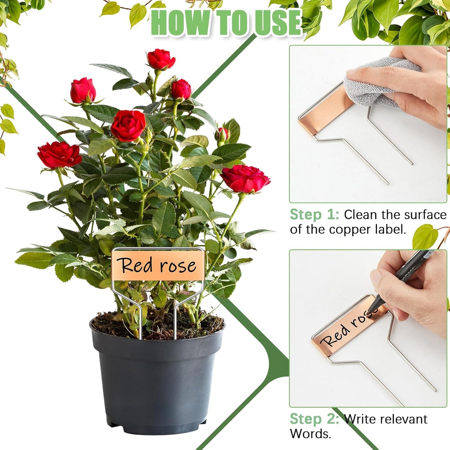 Moxweyeni 60 Pcs Metal Garden Tags Plant Labels for Garden Waterproof Plant Markers with 2 Permanent Pen Planting Nursery Garden Tags Reusable Garden Labels Stake for Plants (Copper Color,6 Inch)